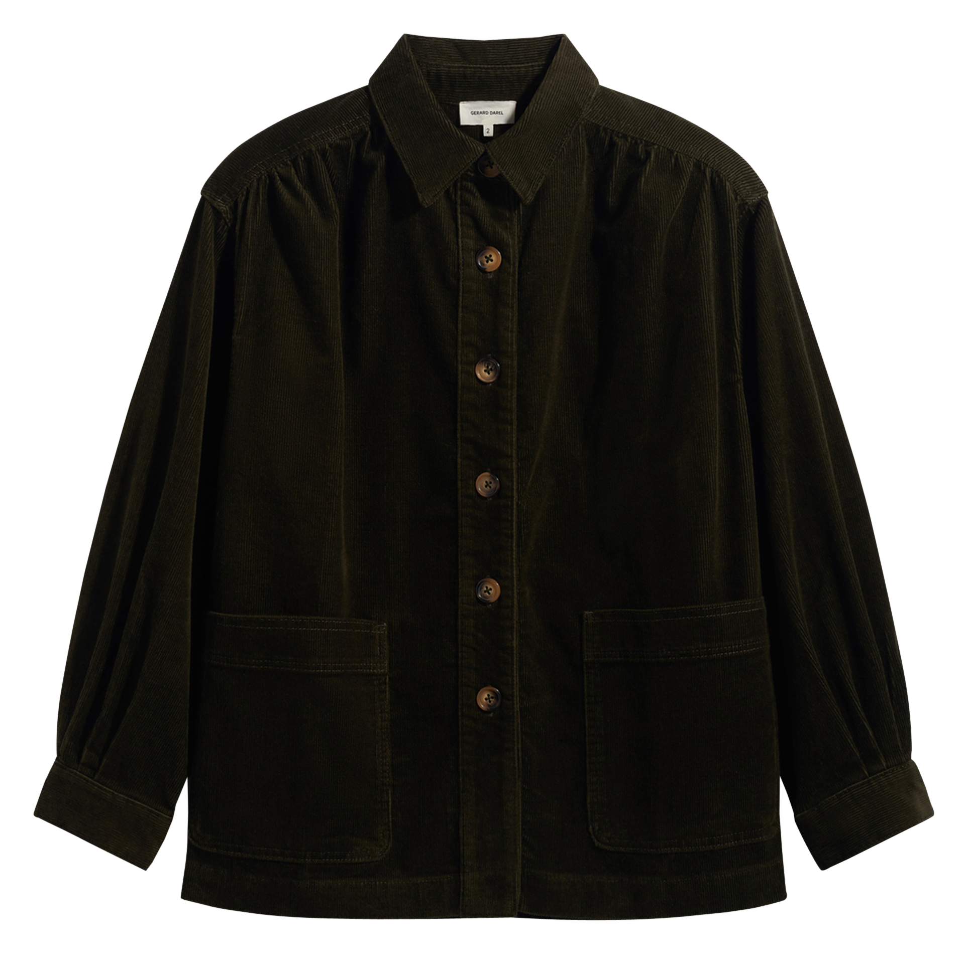 Straight cotton-blend jacket with classic collar GERARD DAREL Khaki