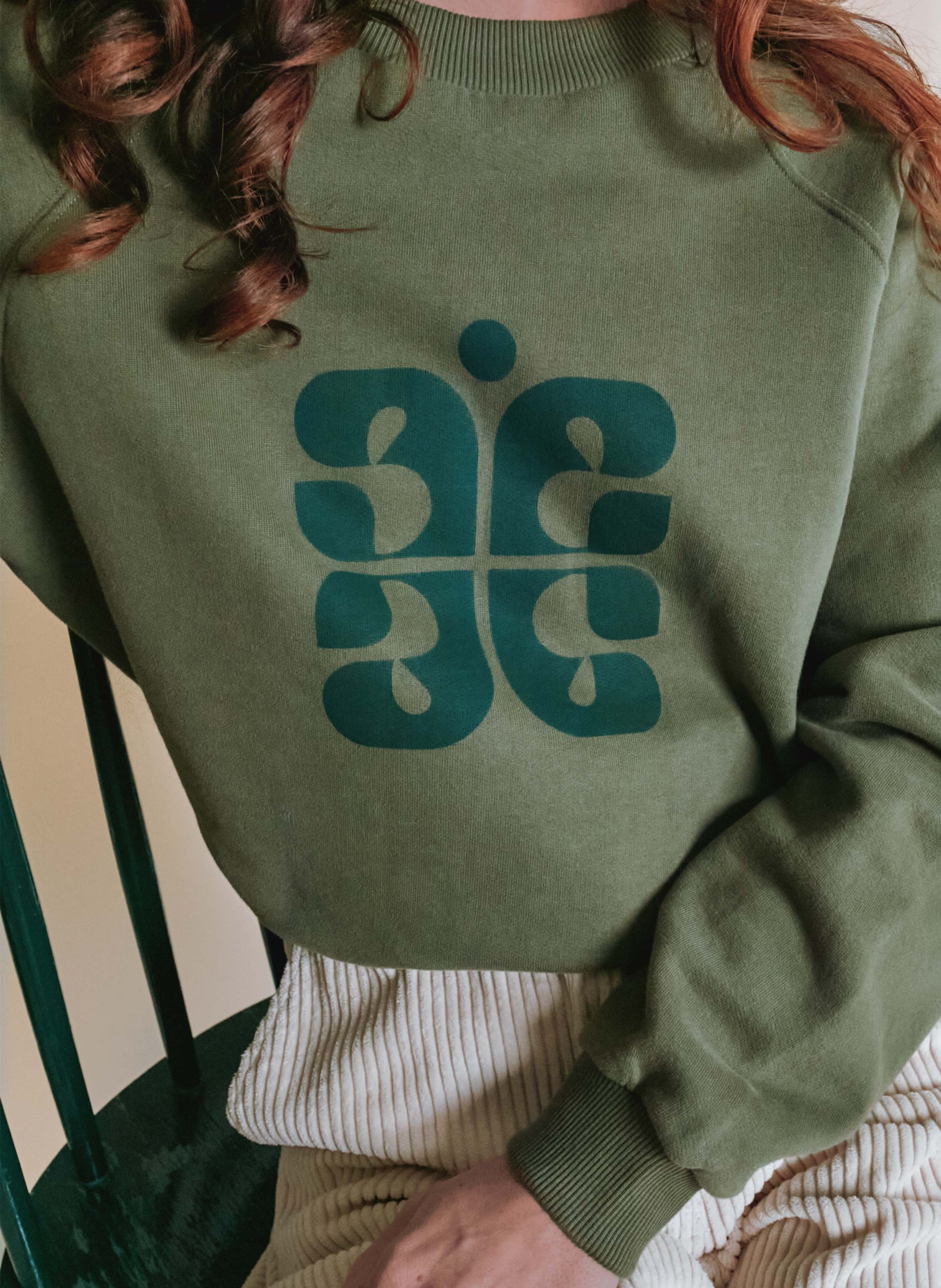 Round-neck organic cotton sweatshirt EMILE ET IDA Green