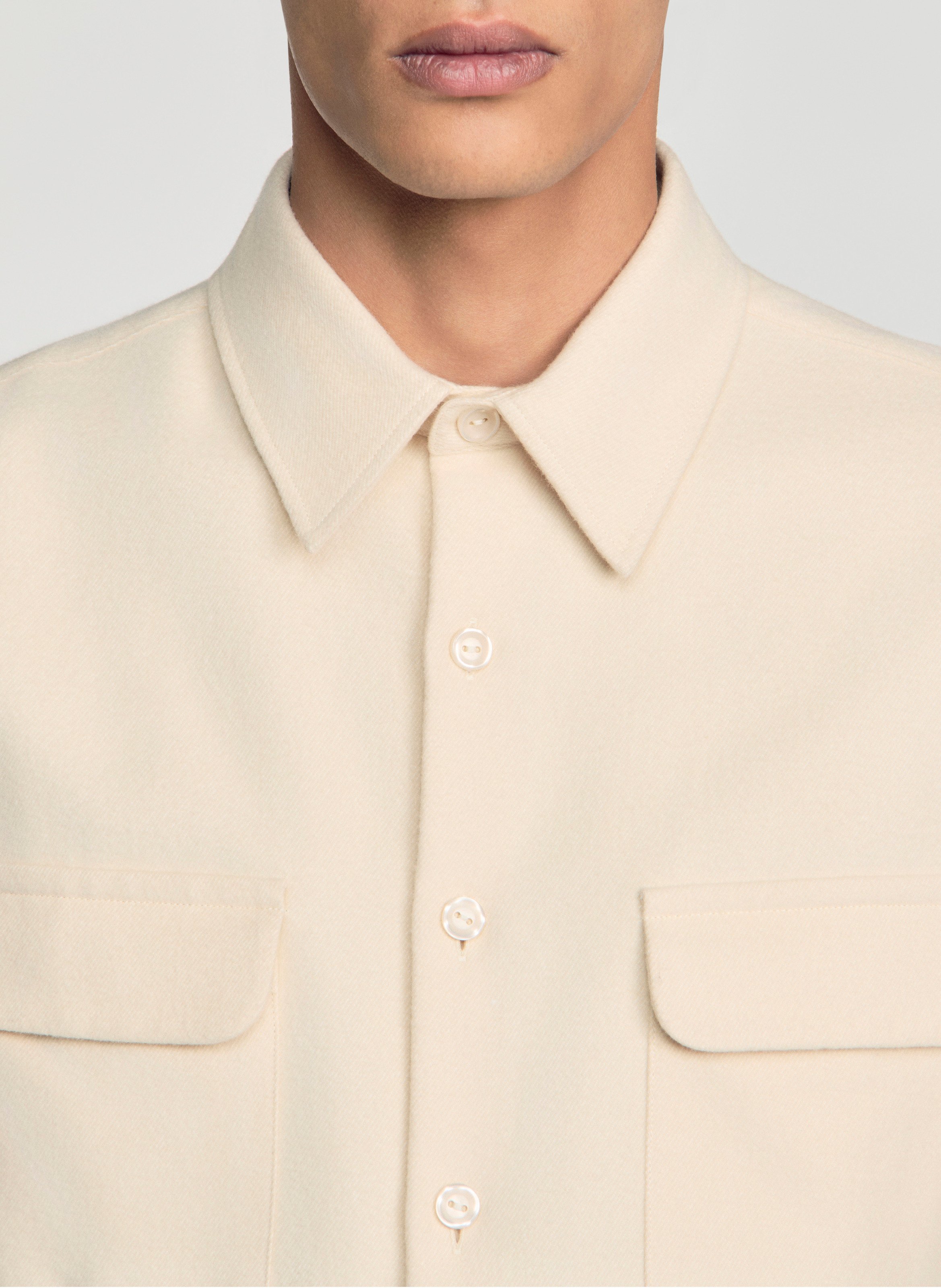 Rechte effen knoopblouse | Beige SANDRO Heren