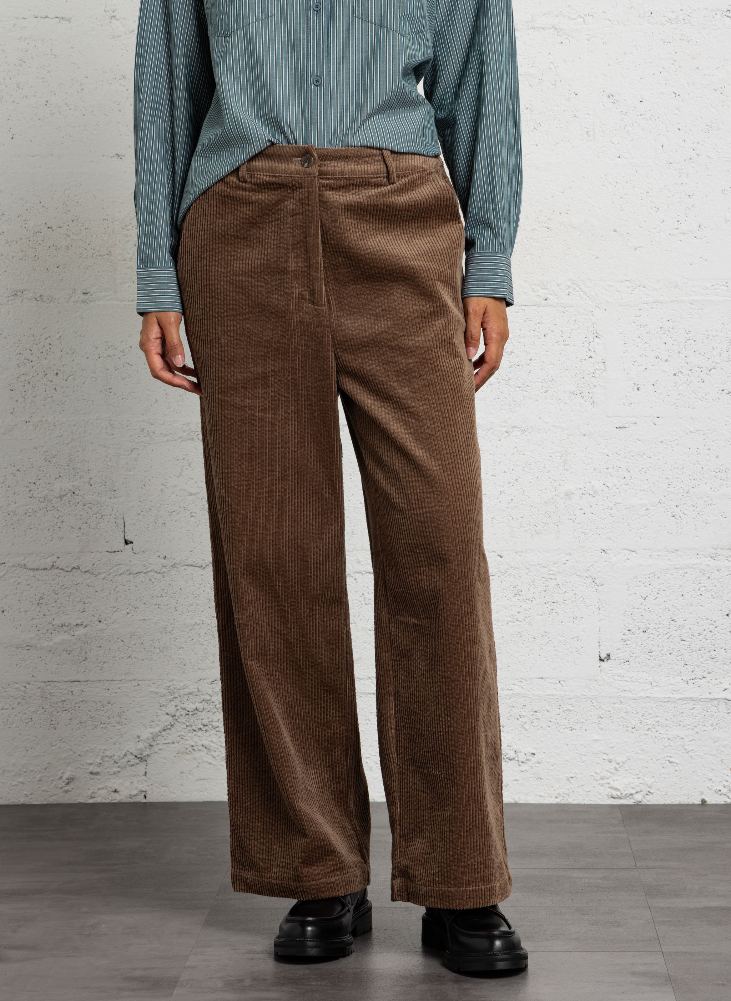 Pantalon en velours côtelé de coton  BELLA JONES Marron