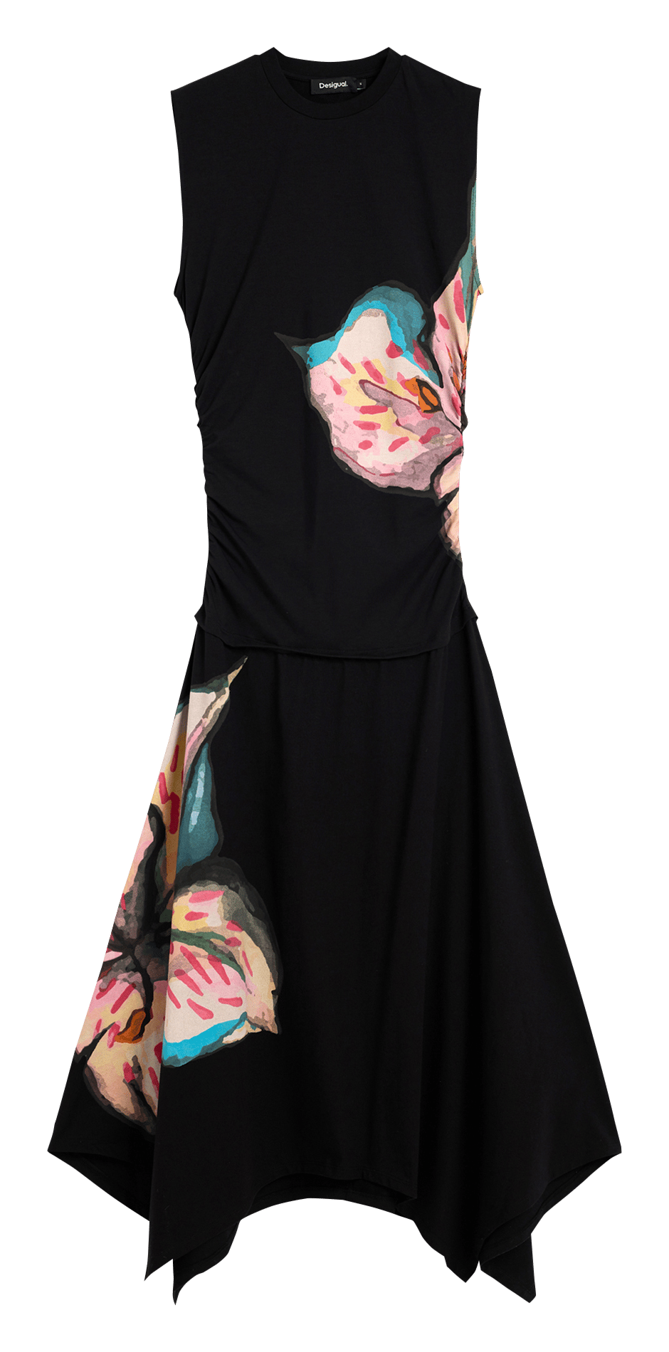 Robe longue col rond asymétrique DESIGUAL Noir