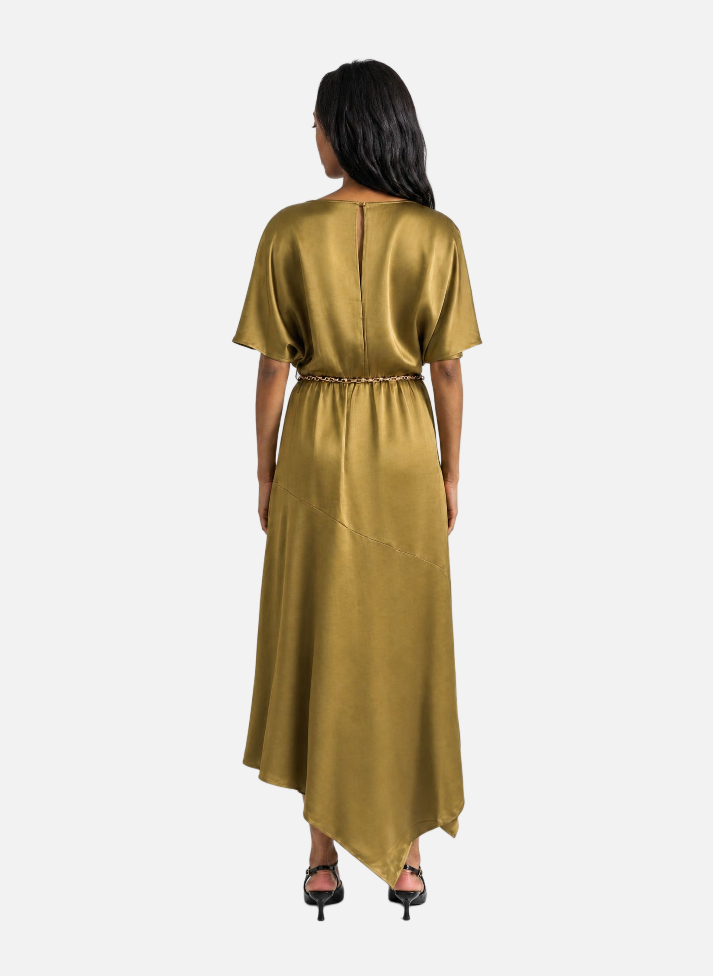 Long satin dress with chain THE KOOPLES Green