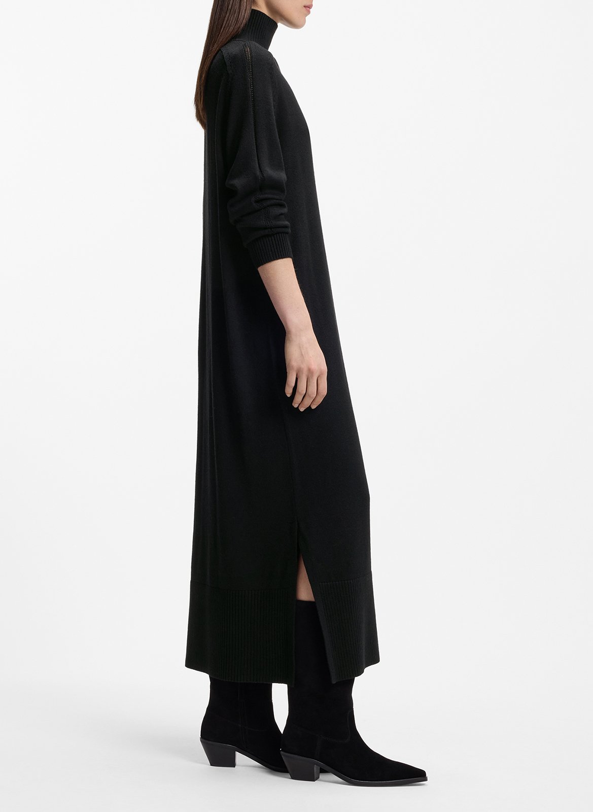 High-neck wool-blend long dress BOSS Black