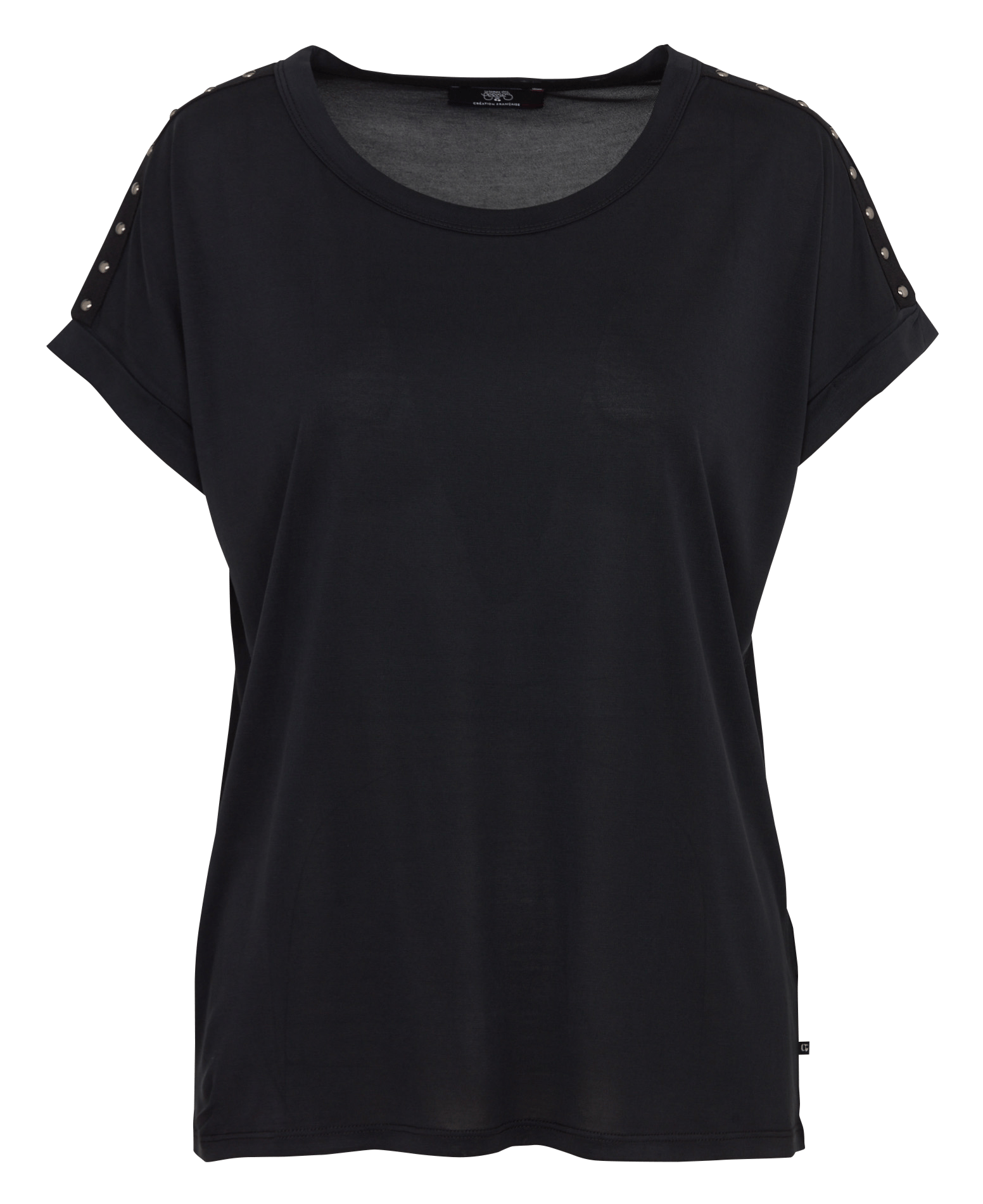 Tee-shirt col rond uni LE TEMPS DES CERISES Noir