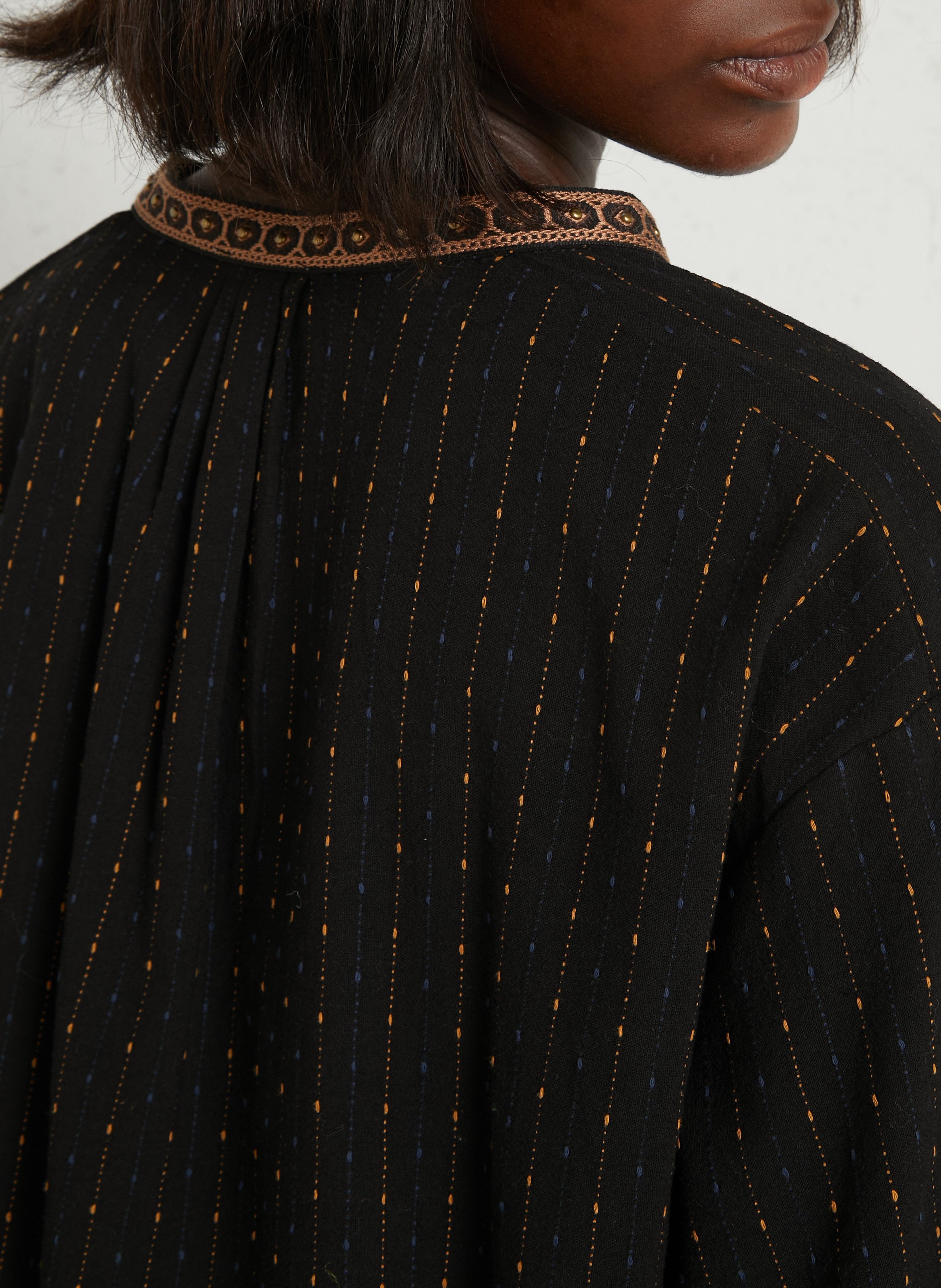 Blouse col tunisien en coton  THE KORNER Noir