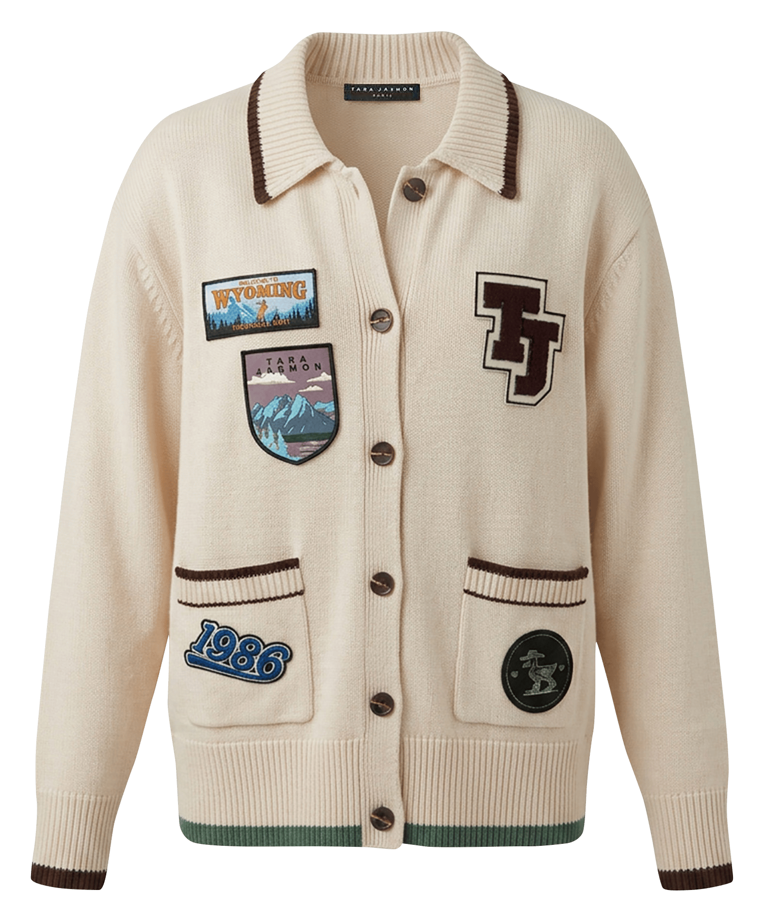 Straight embroidered cardigan TARA JARMON Beige