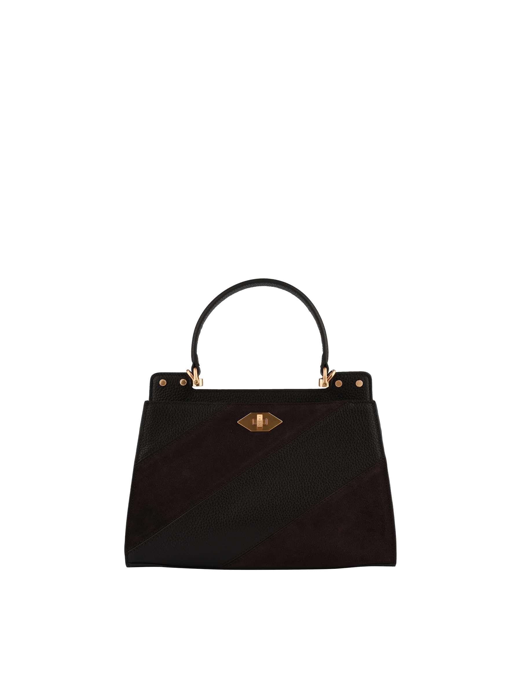 Cowhide leather handbag with a suede-effect finish POURCHET