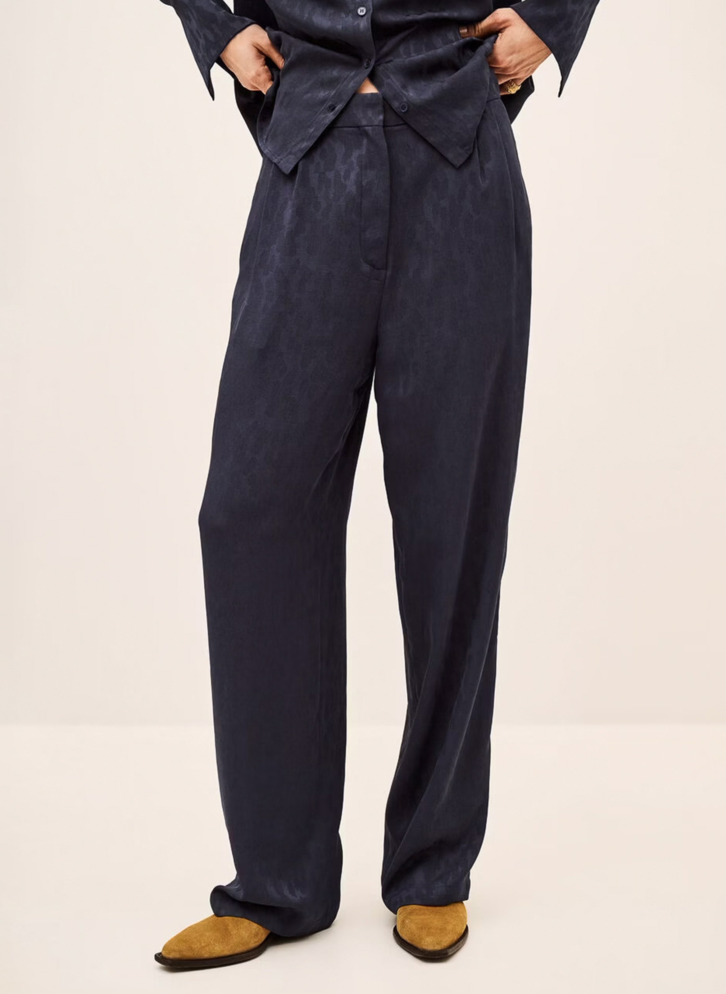 Gerade geschnittene, weich fallende Hose mit Jacquard-Muster BA&SH Blau