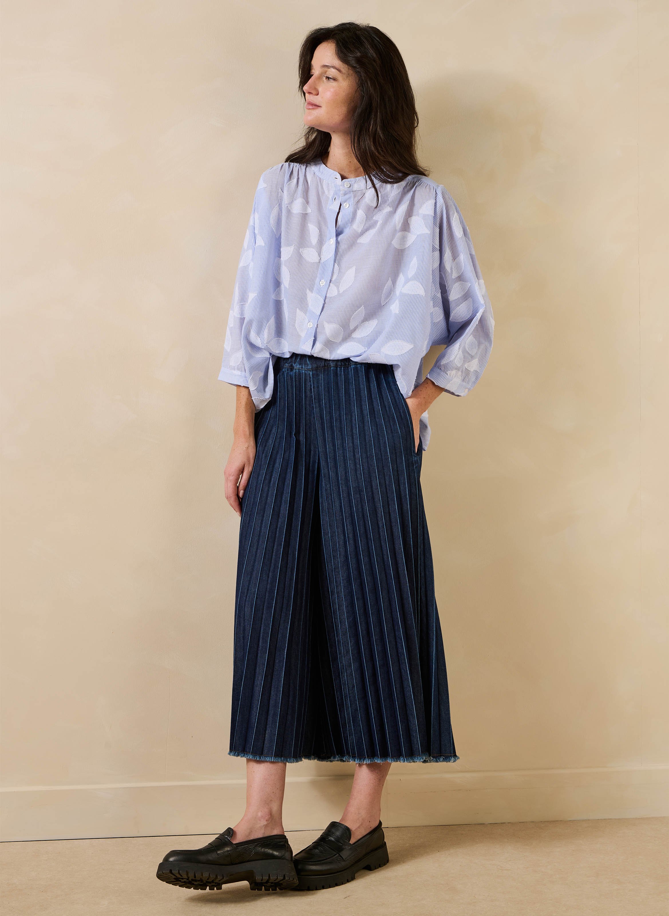 Pantalon large denim LA FEE MARABOUTEE Bleu