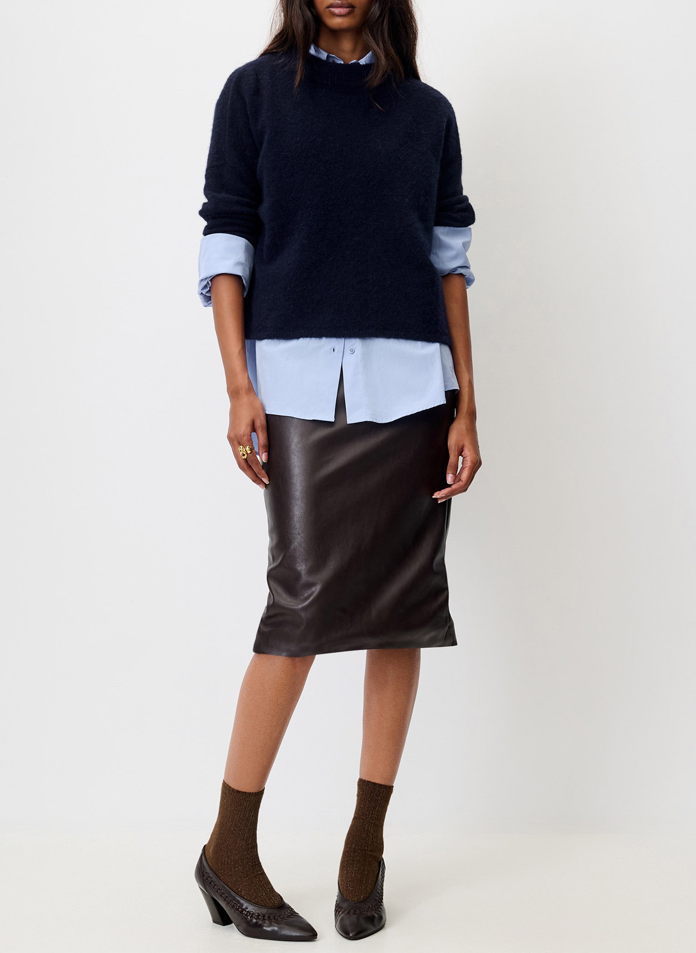 Weiter Pullover aus Wollmix SESSUN Blau