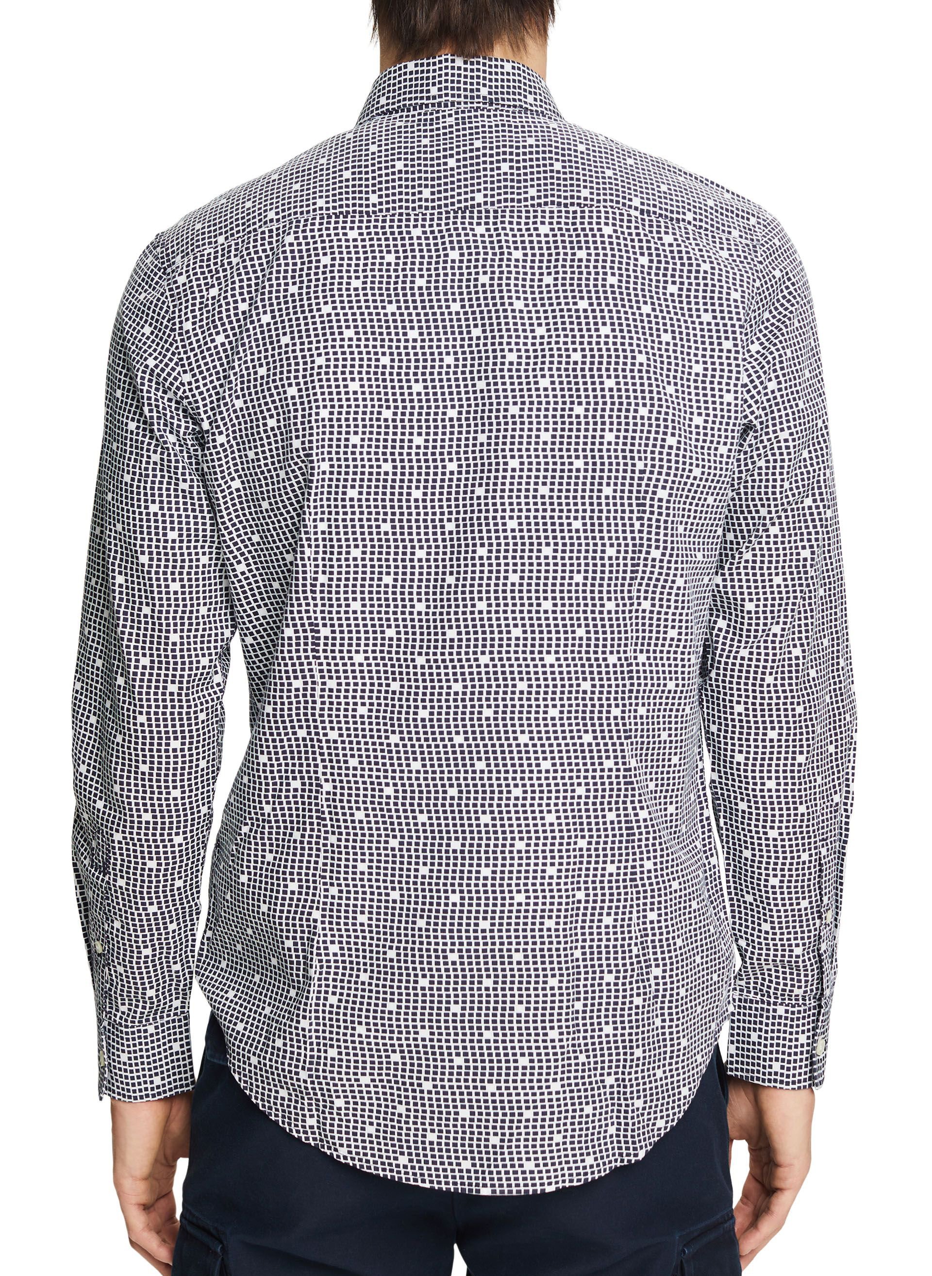 Printed cotton shirt with classic collar ESPRIT Blue