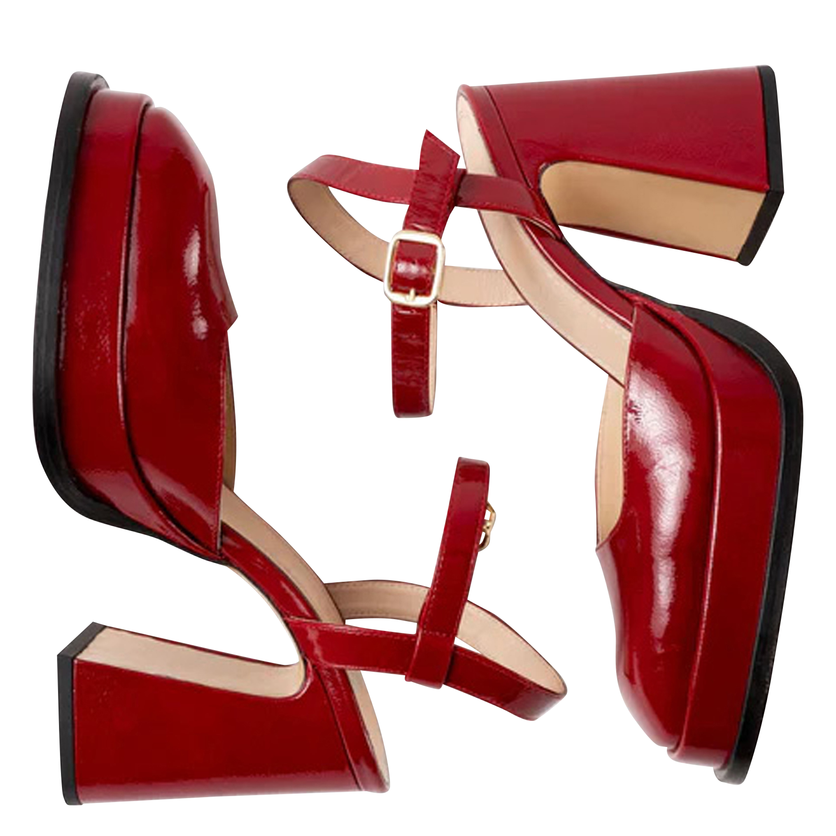 Escarpins à bout carré en cuir vernis SOULIER MARTINEZ Rouge