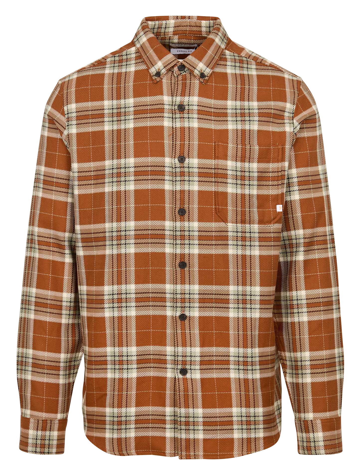 Straight organic cotton shirt with checks FARAH Brown