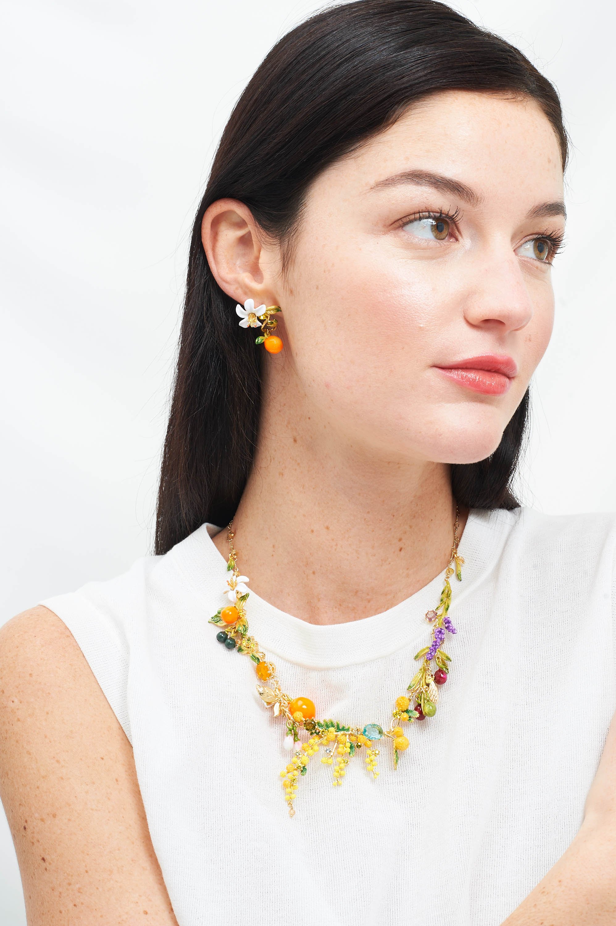 Provence garden bouquet bib necklace LES NEREIDES Multicolored