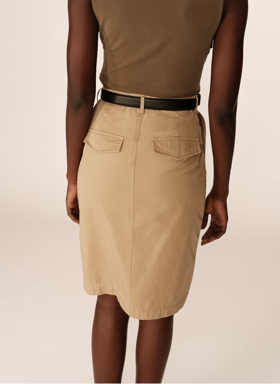 Belle Poque Jupe crayon pour femme avec fente Taille haute avec ceinture, beige, M Belle Poque Jupe crayon pour femme avec fente Taille haute avec ceinture, beige, M