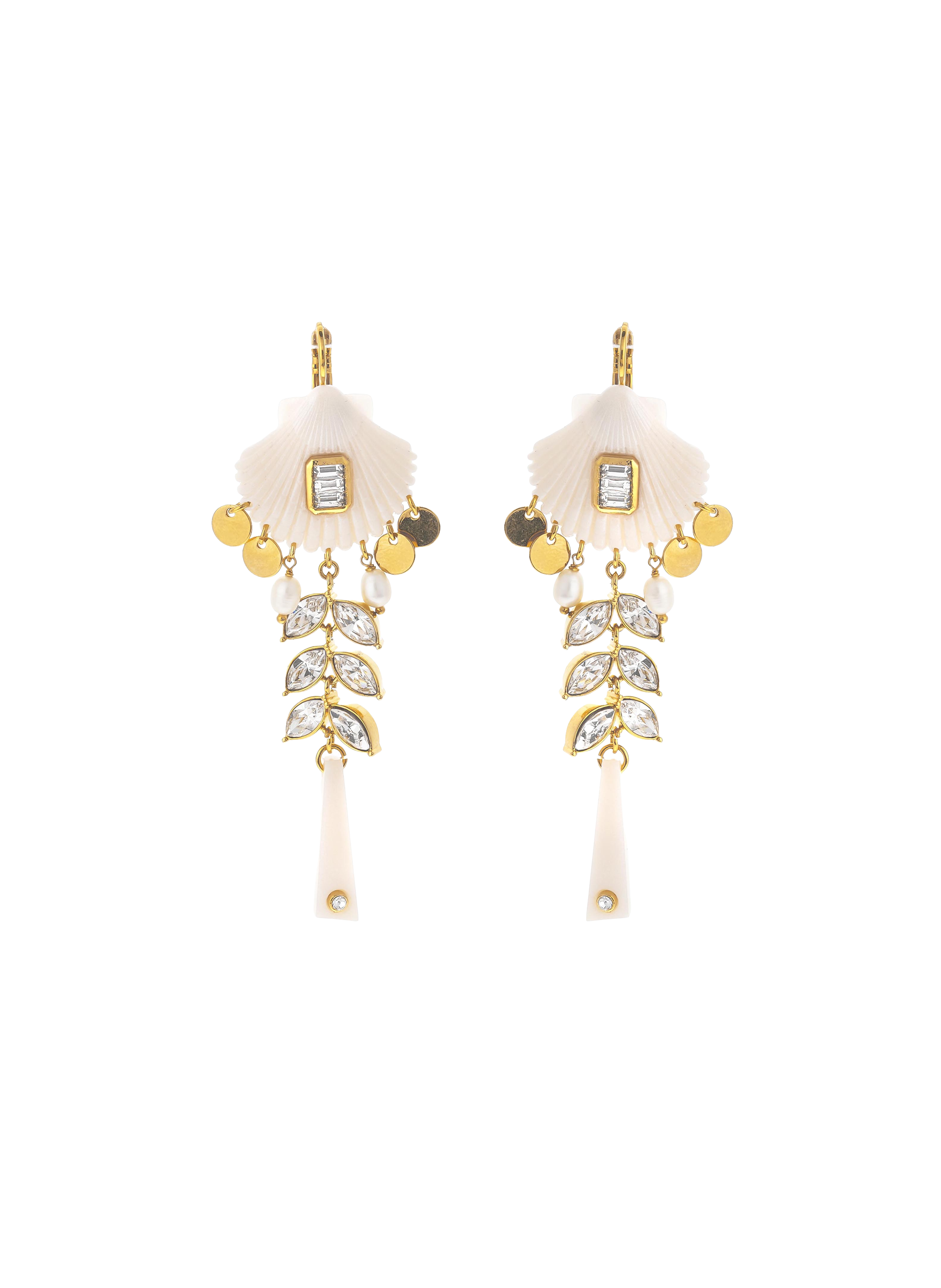 Dangling earrings for pierced ears with pearls HIPANEMA White