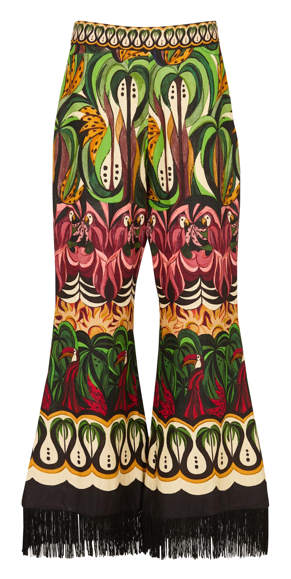 Wide-leg linen-blend pants Multicolored