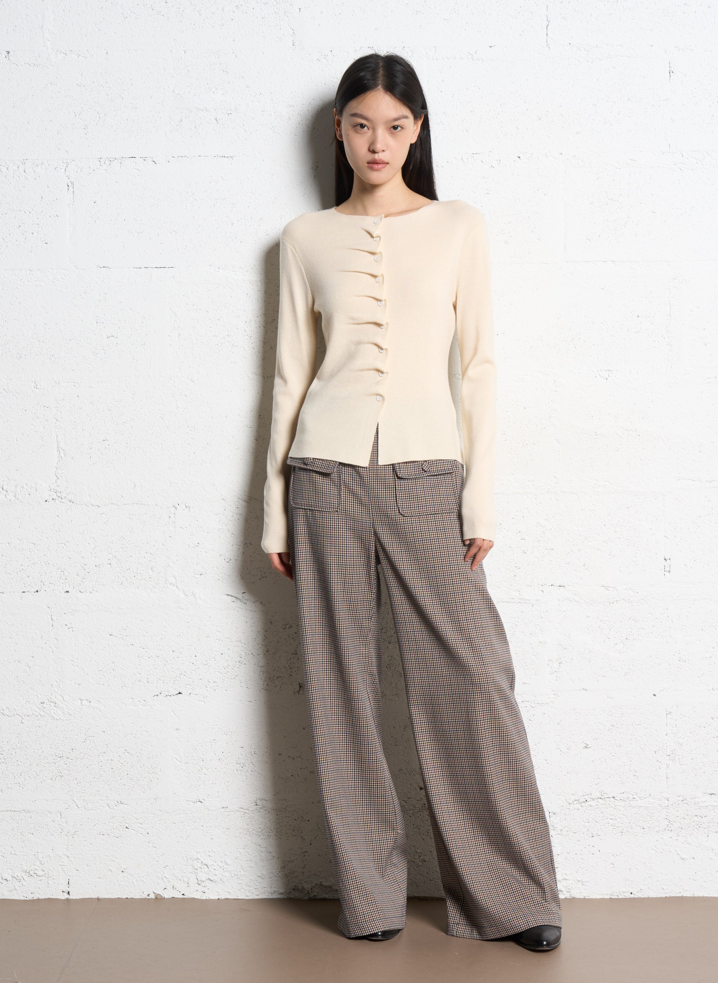 Gilet droit en maille fine SUNCOO Blanc