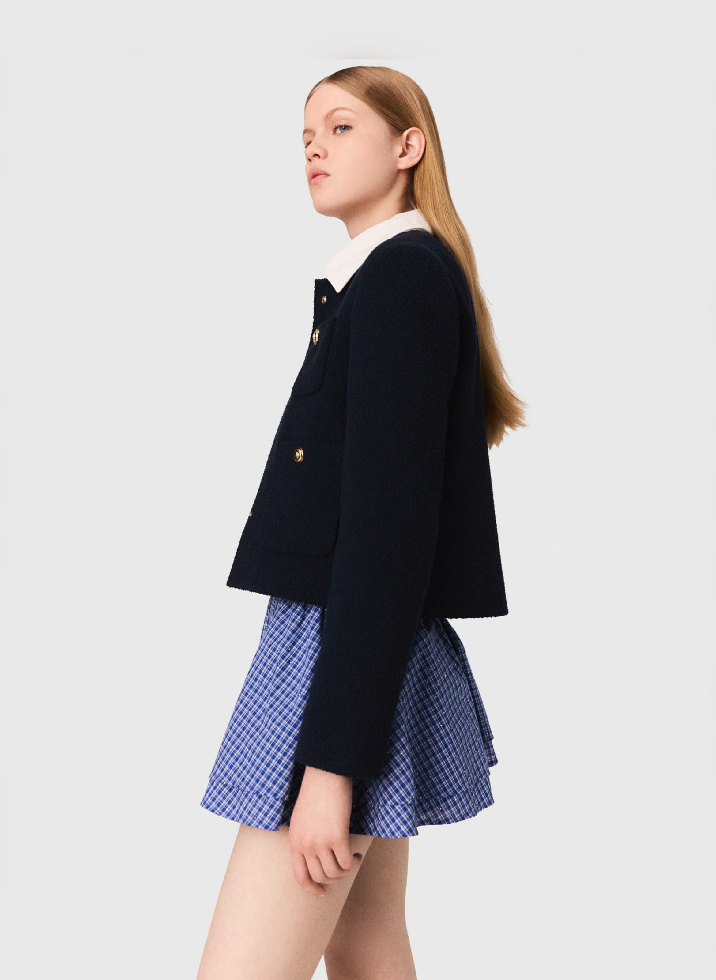 Veste droite en coton mélangé MAJE Bleu