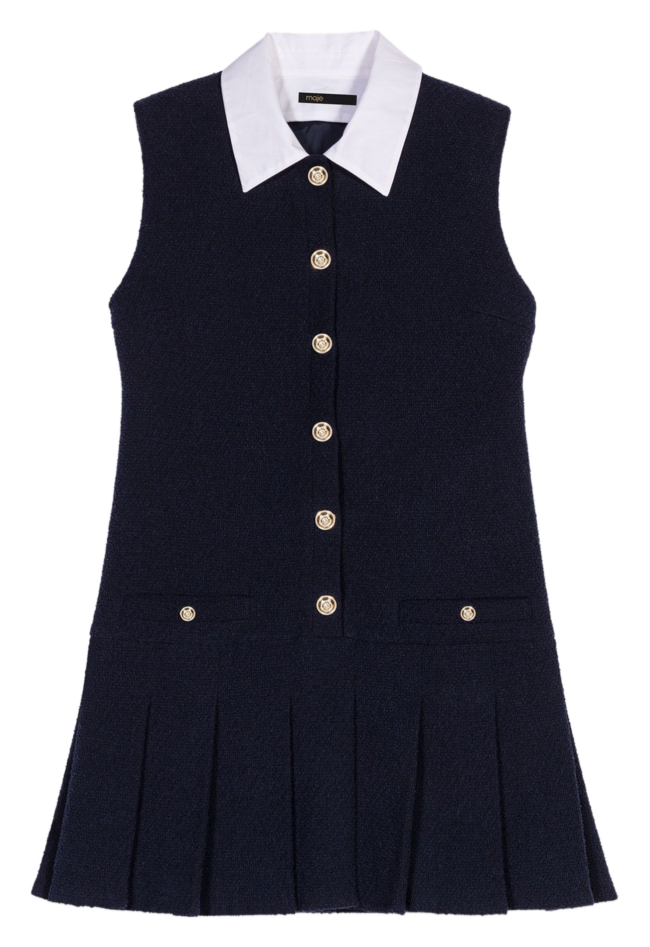 Robe courte en coton mélangé MAJE Bleu