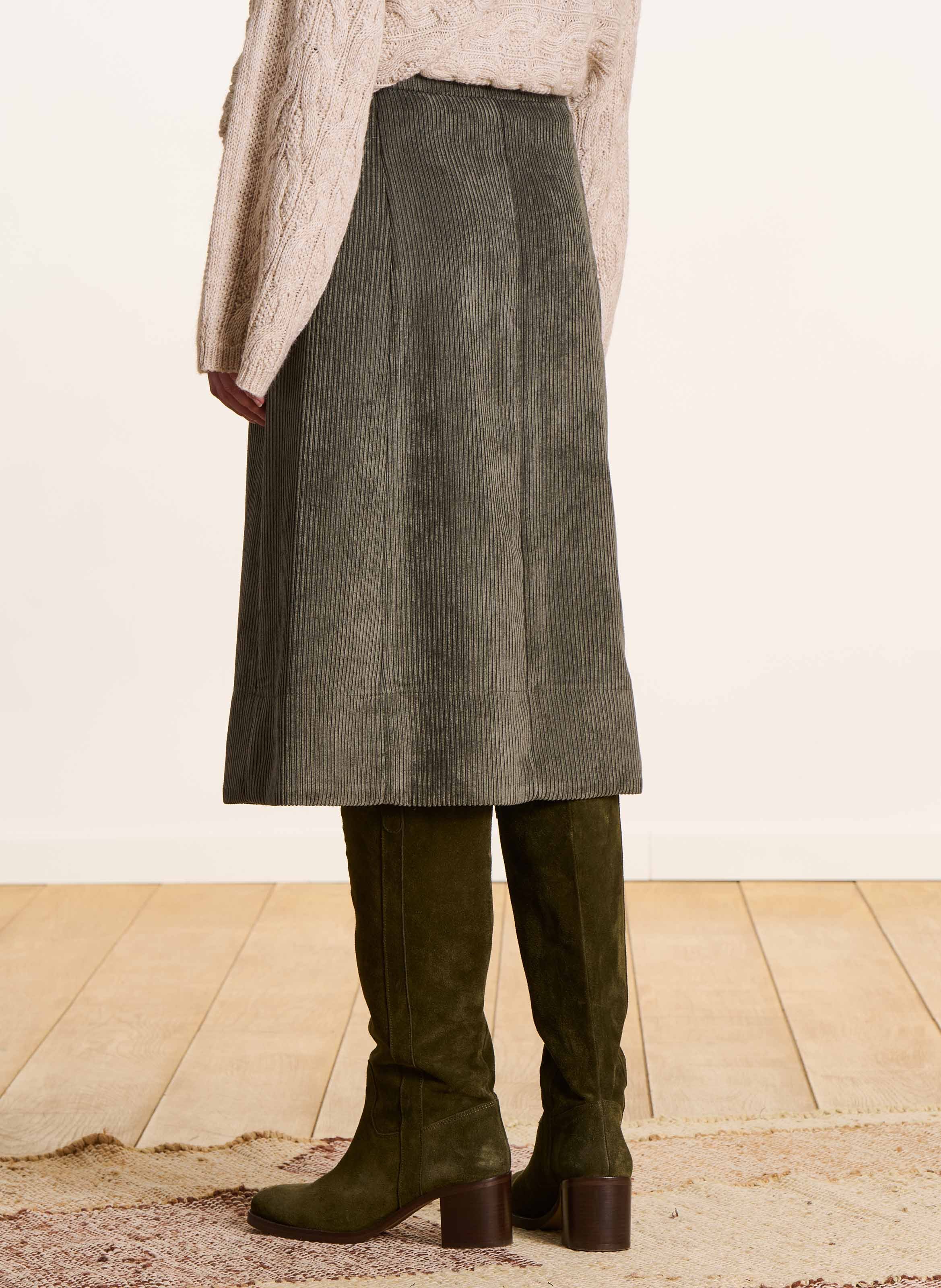 Velvet wrap midi skirt LA FEE MARABOUTEE Green