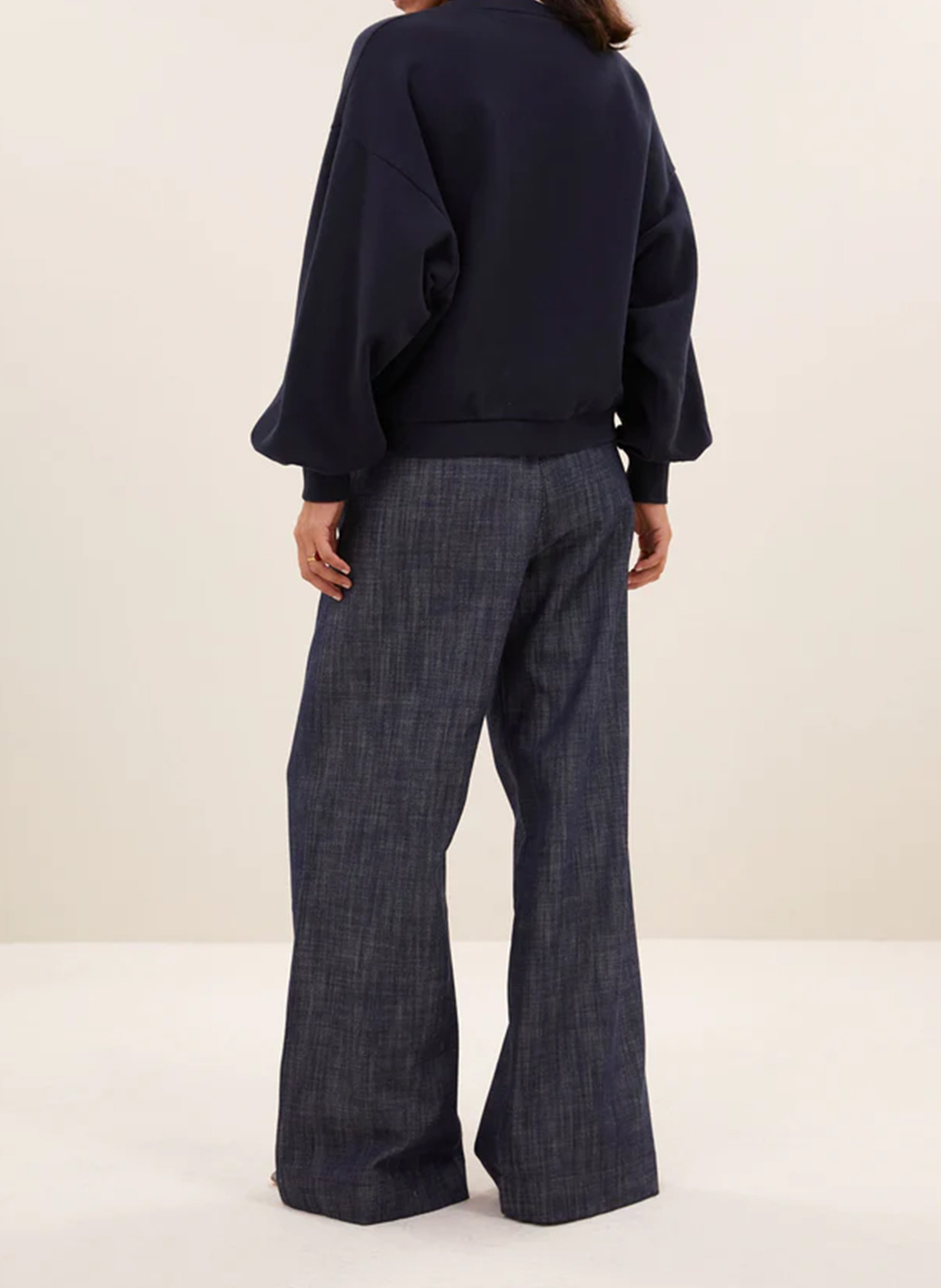 Korte wijde sweater van biologisch katoen BY BAR Blauw