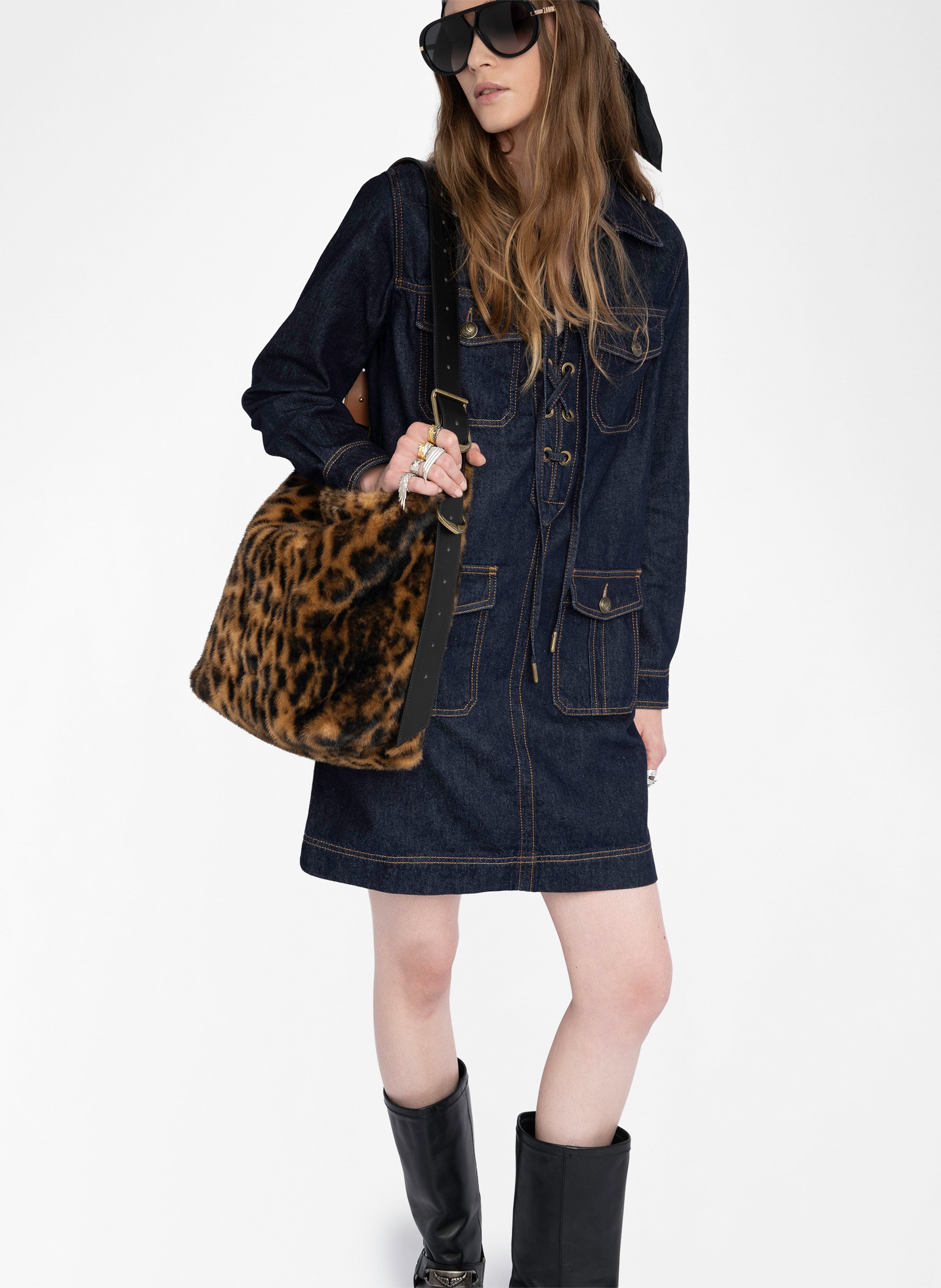 Robe droite en coton ZADIG&VOLTAIRE Bleu