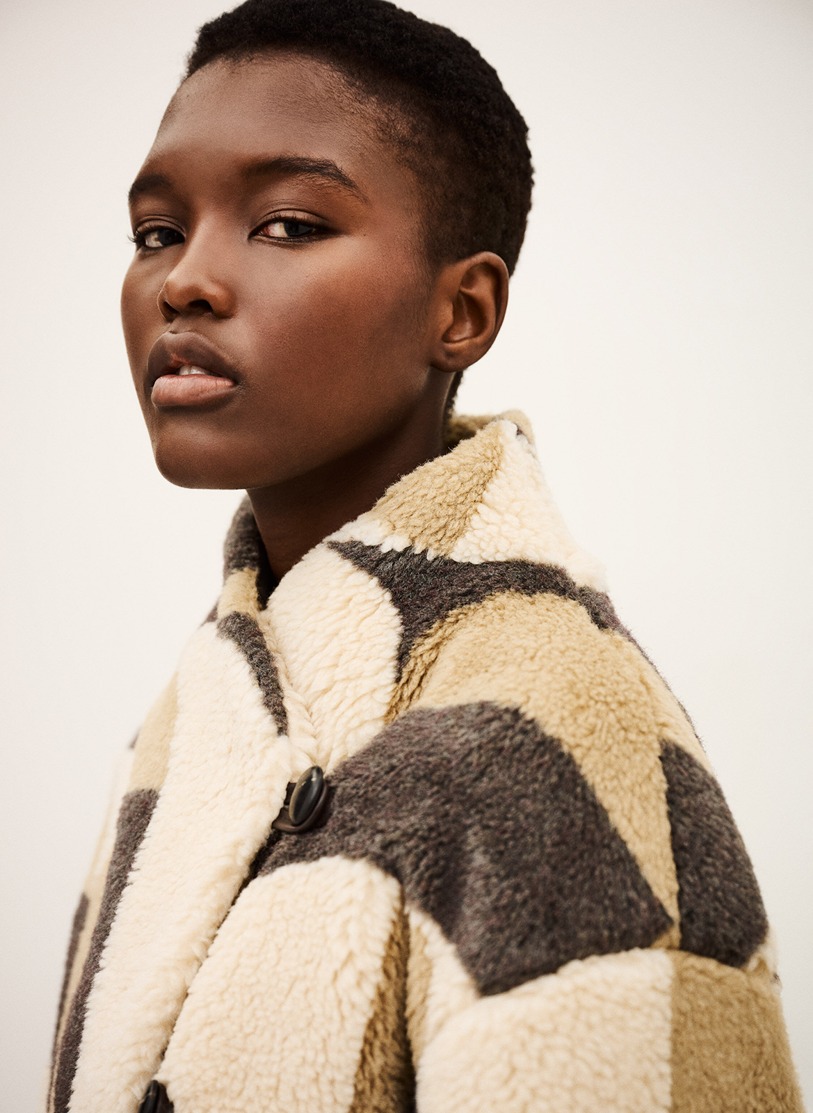 Manteau court oversize col montant BA&SH Beige