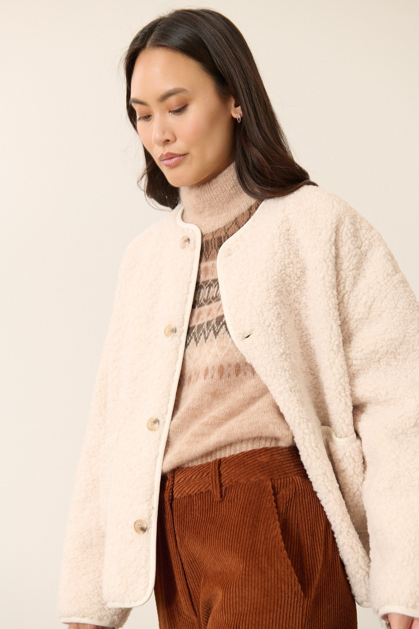 Short sheepskin coat GARANCE PARIS White