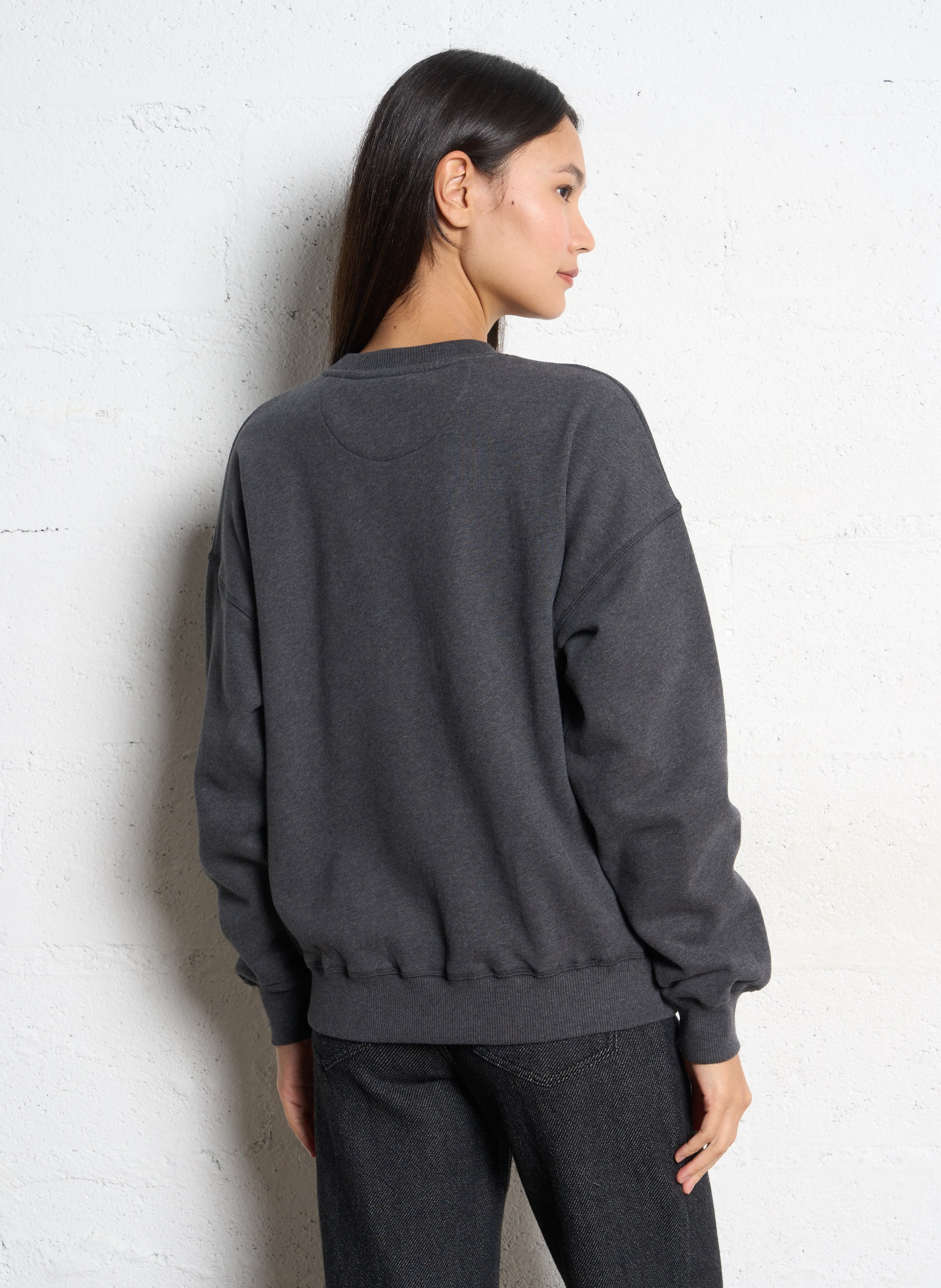 Oversized, katoenen sweater met ronde hals THE NEW SOCIETY Grijs