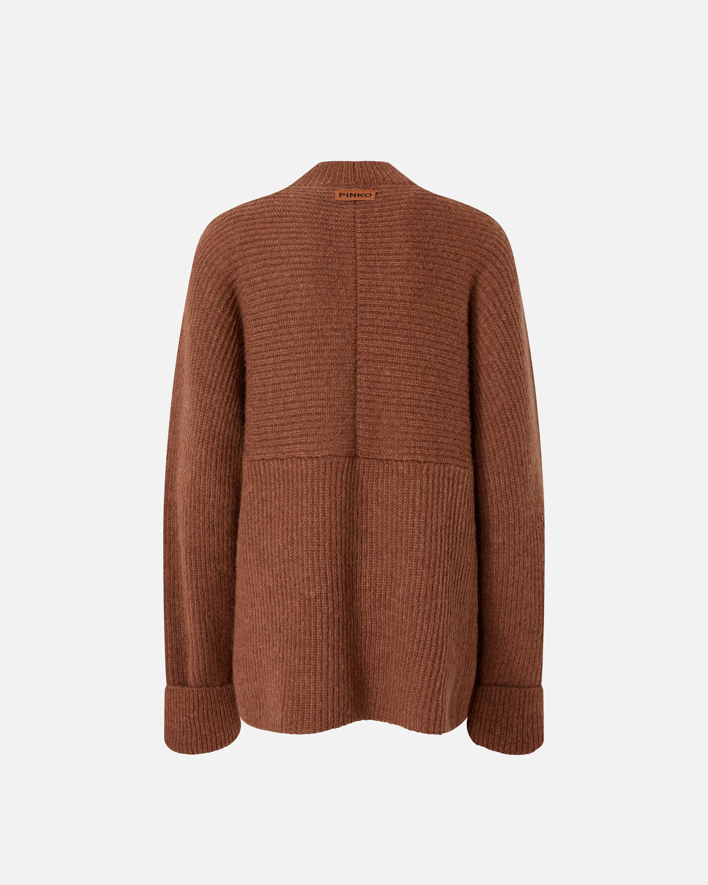 Ribbed high neck sweater PINKO Brown