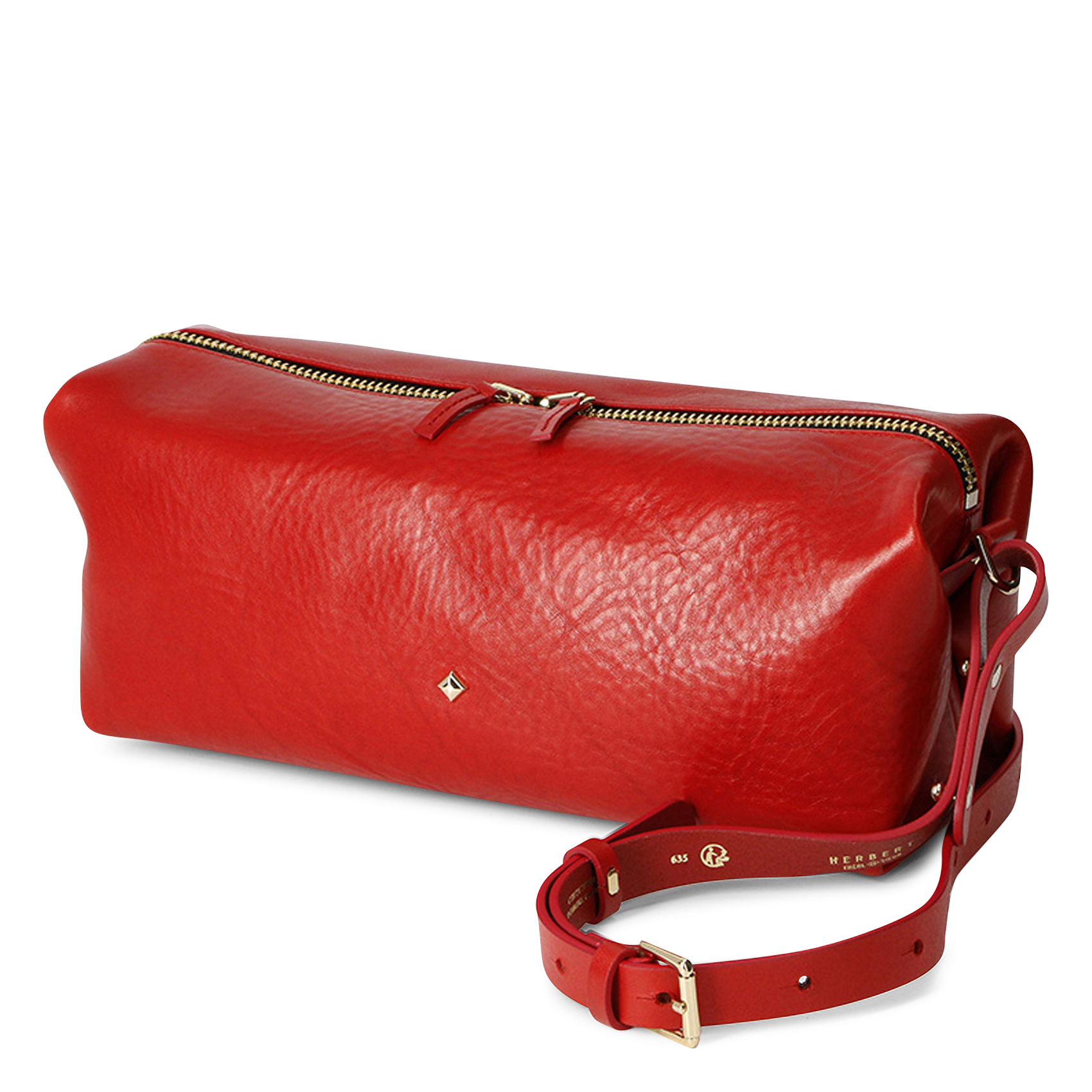 Sac porté épaule en cuir HERBERT FRERE SOEUR Rouge