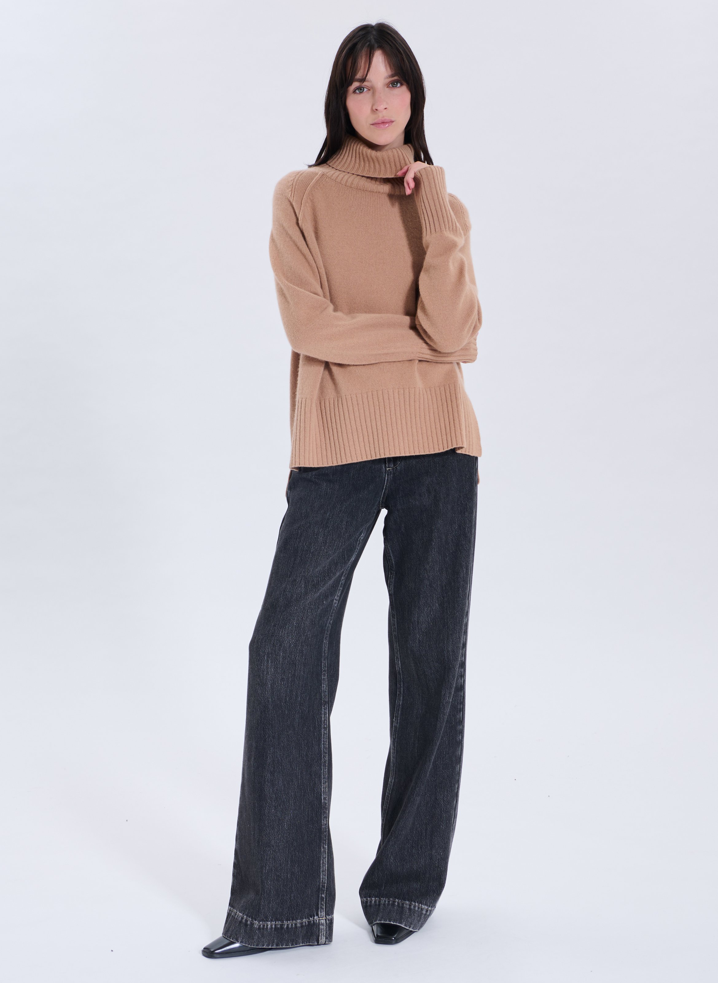 Cashmere polo neck sweater ZAPA Brown