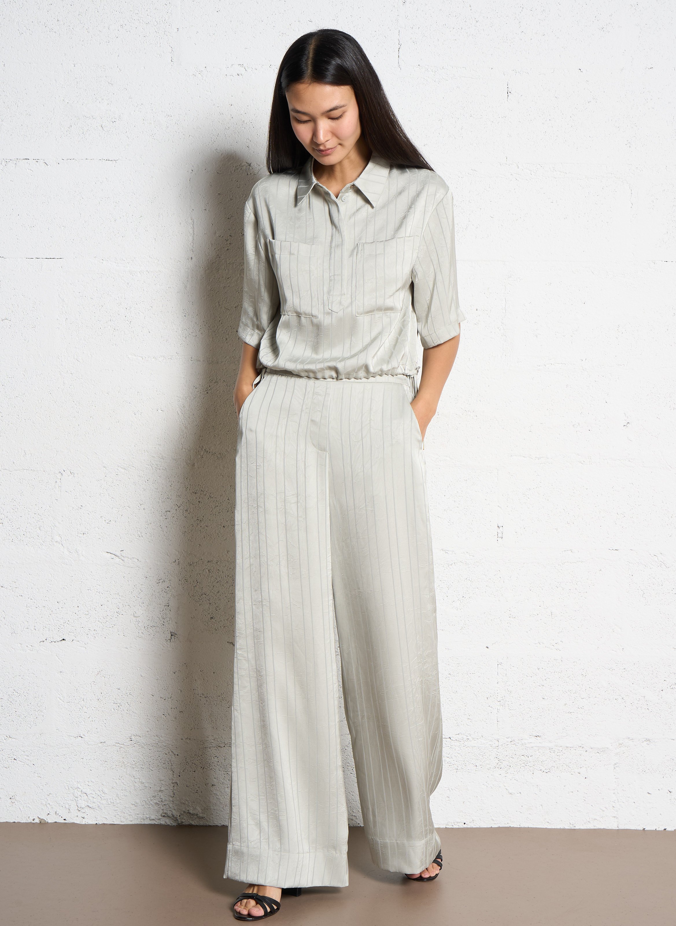 Pantalon large satiné SUNCOO Vert