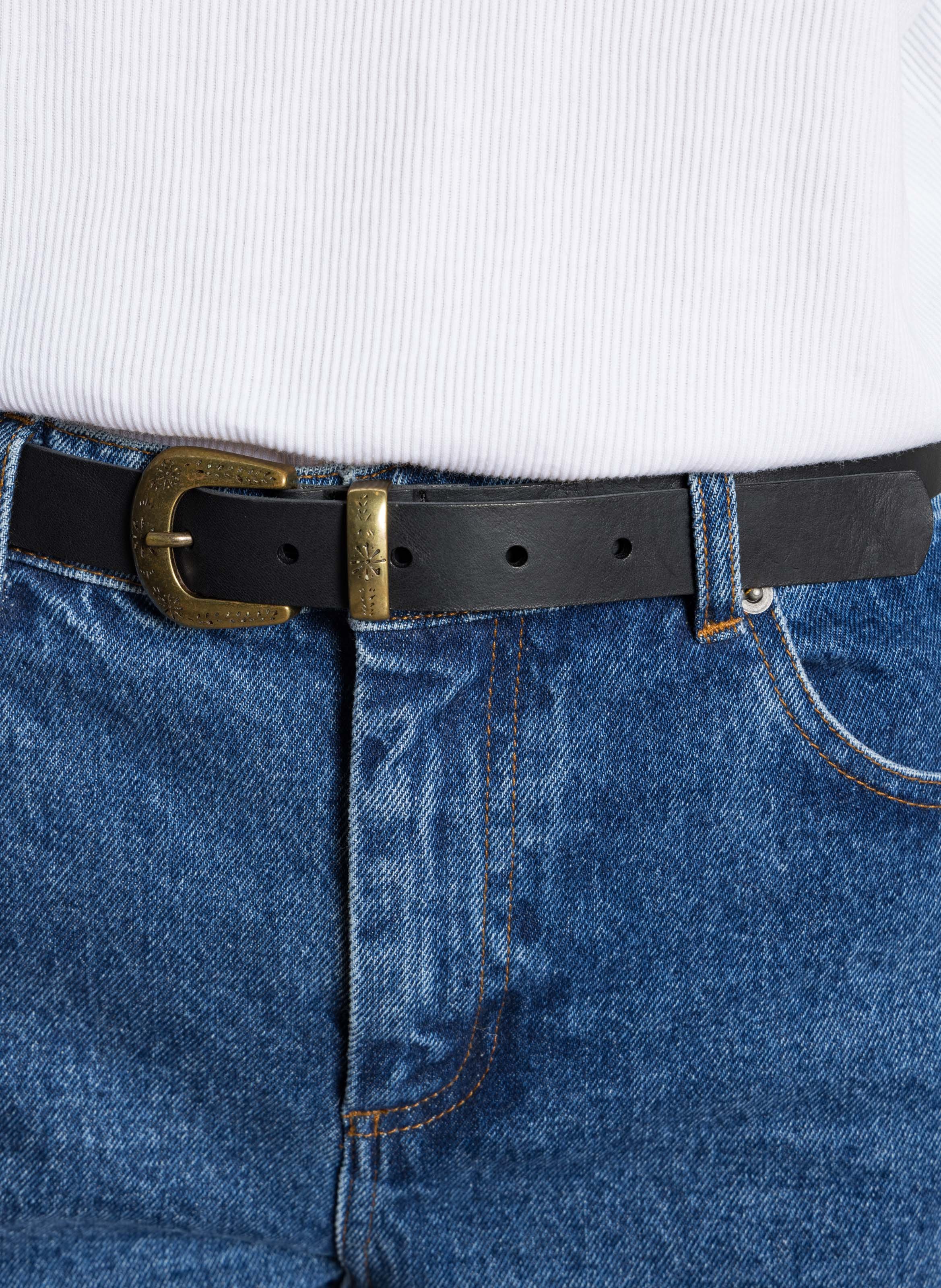 Ceinture en cuir DES PETITS HAUTS Noir