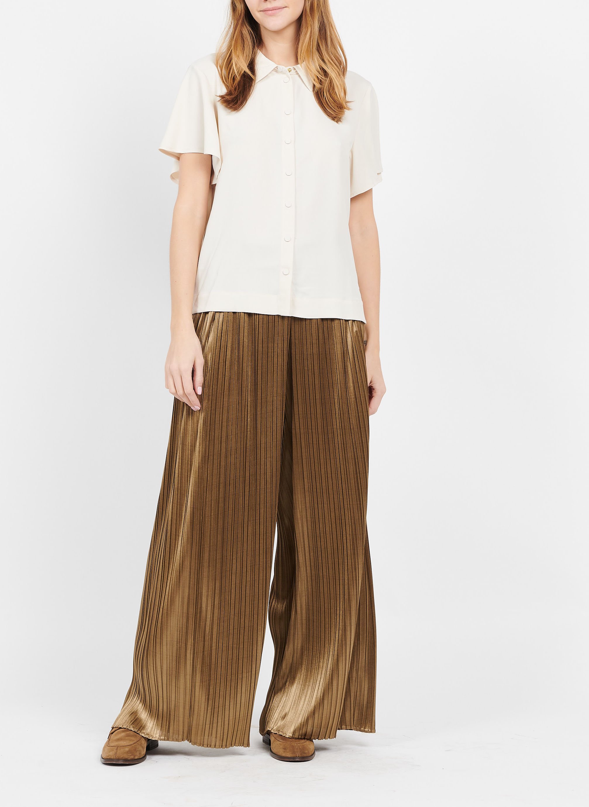 Fluid shirt with classic collar TWINSET Beige