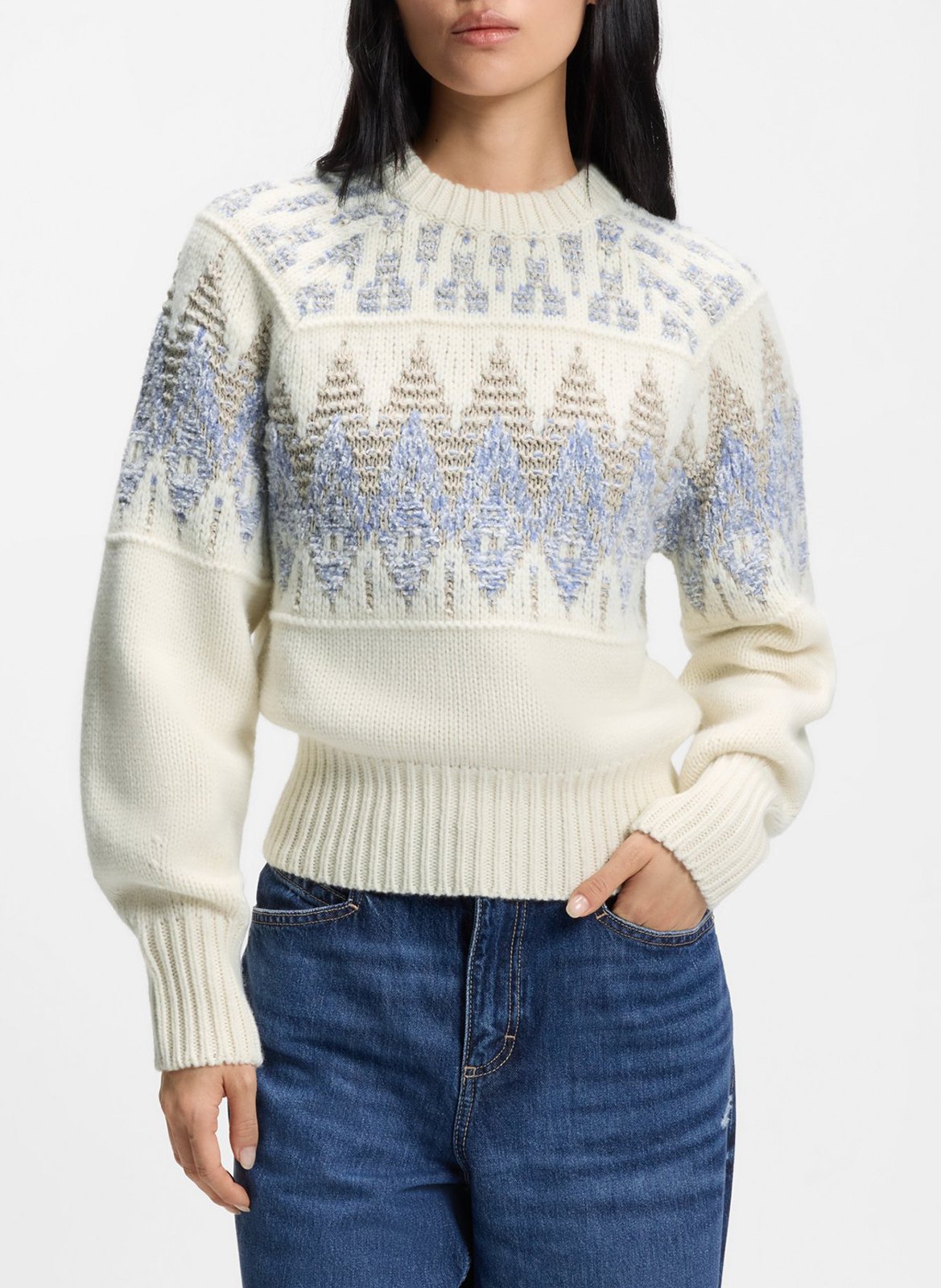 Straight round neck jacquard printed sweater BOSS Multicolored