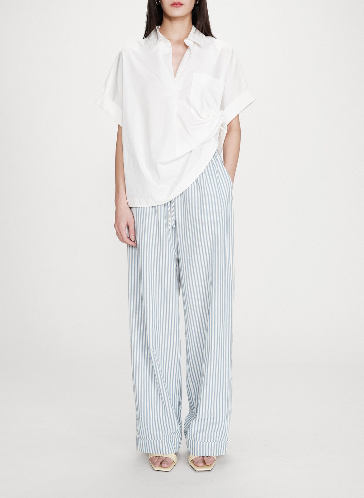 Pantalon large dn coton mélangé GRACE ET MILA Bleu