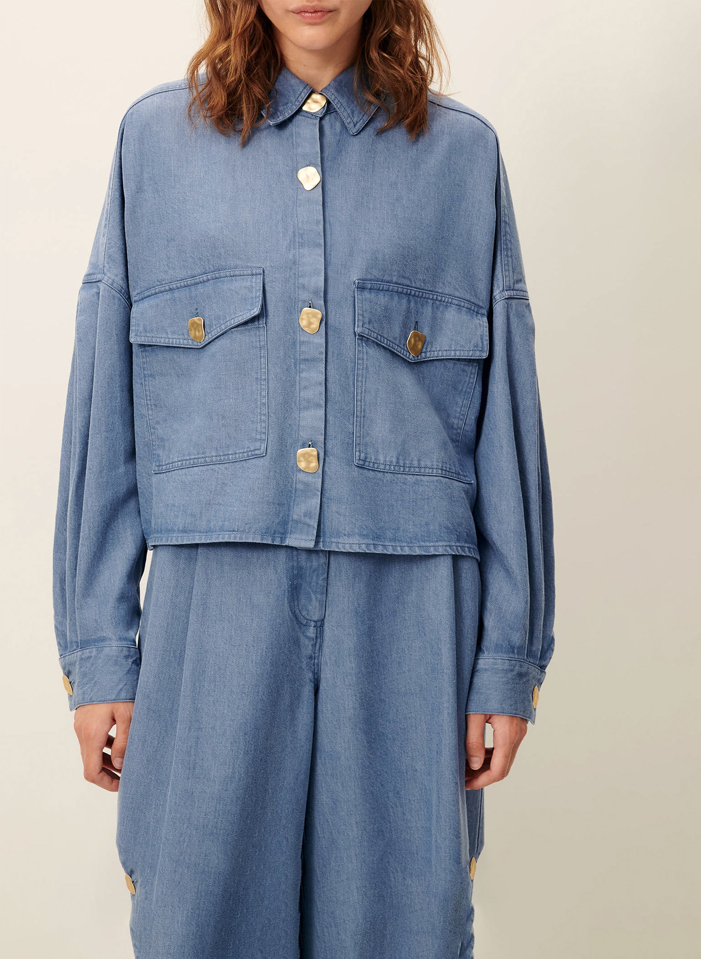 Oversized shirt with classic collar SESSUN Blue