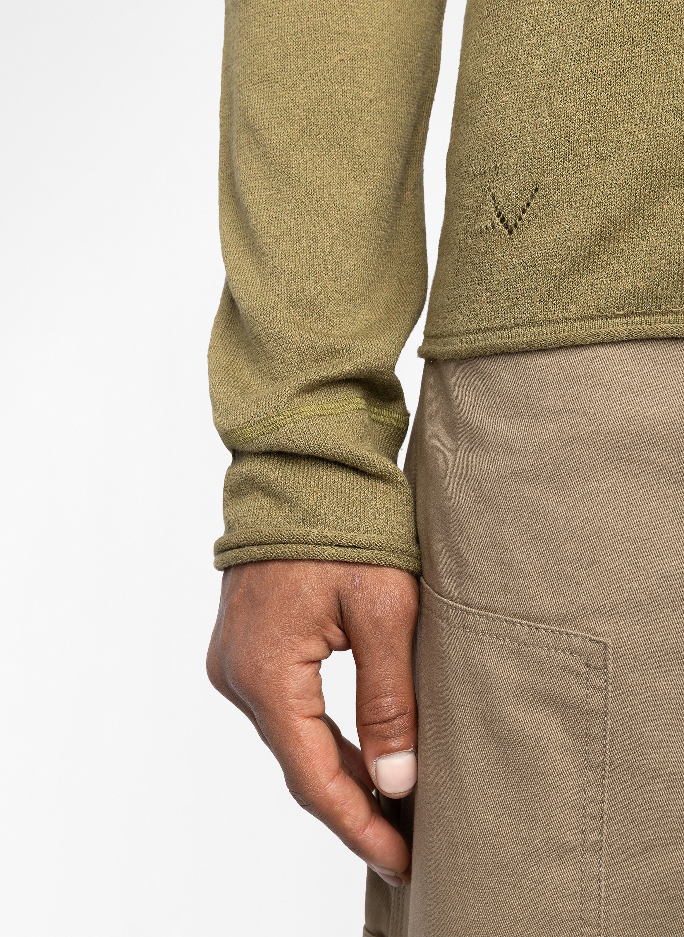 <p>Straight fit round neck top in linen and cotton blend</p> ZADIG&VOLTAIRE Green