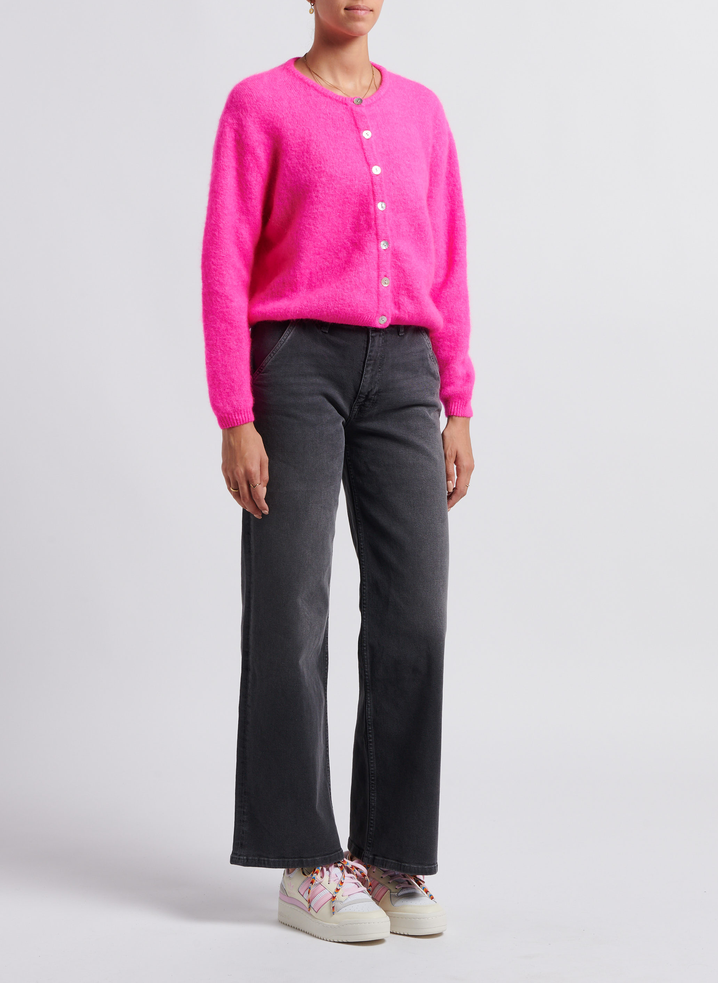 Gilet ample col rond en laine mélangée AMERICAN VINTAGE Rose