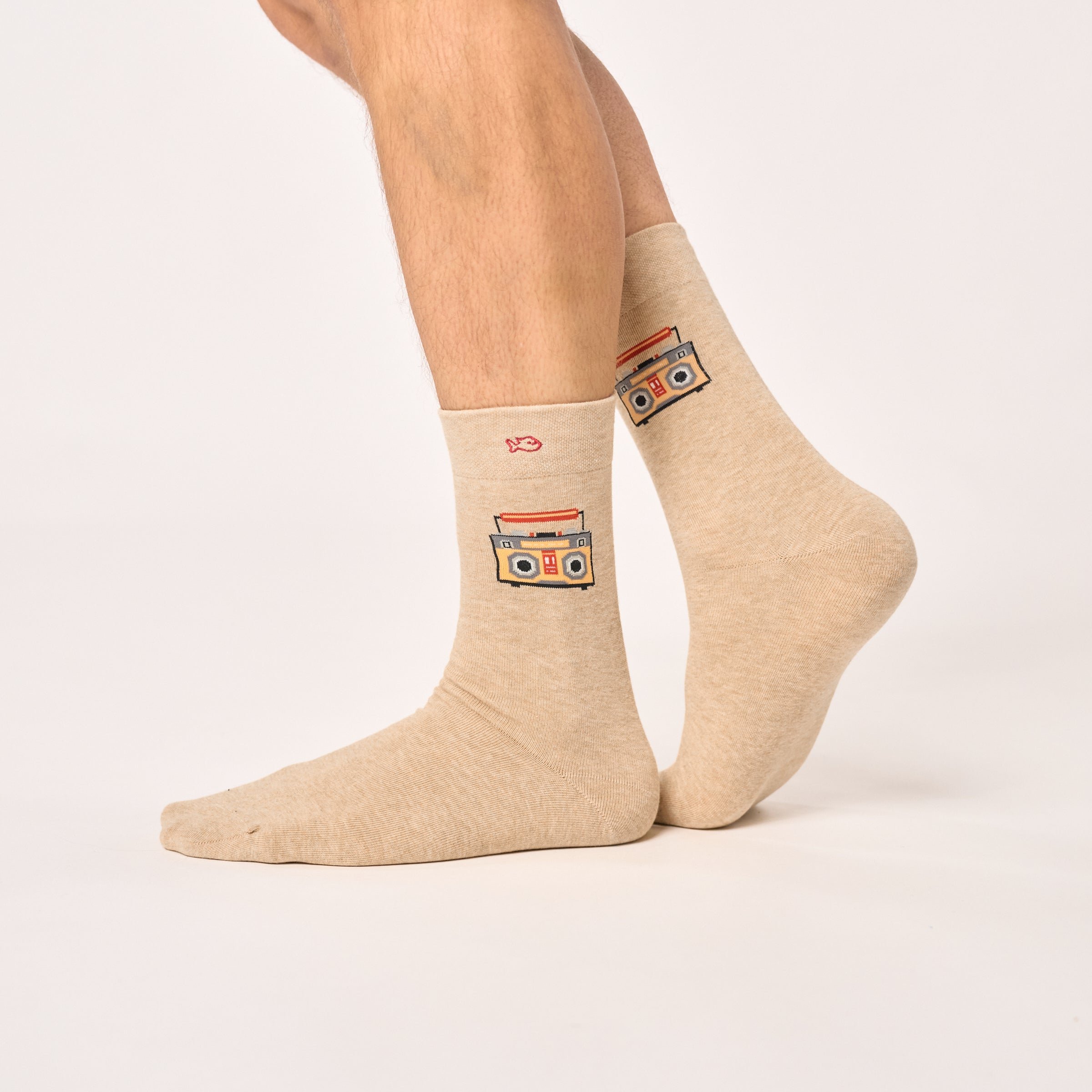 Combed Cotton Socks with Patterns BILLYBELT Beige