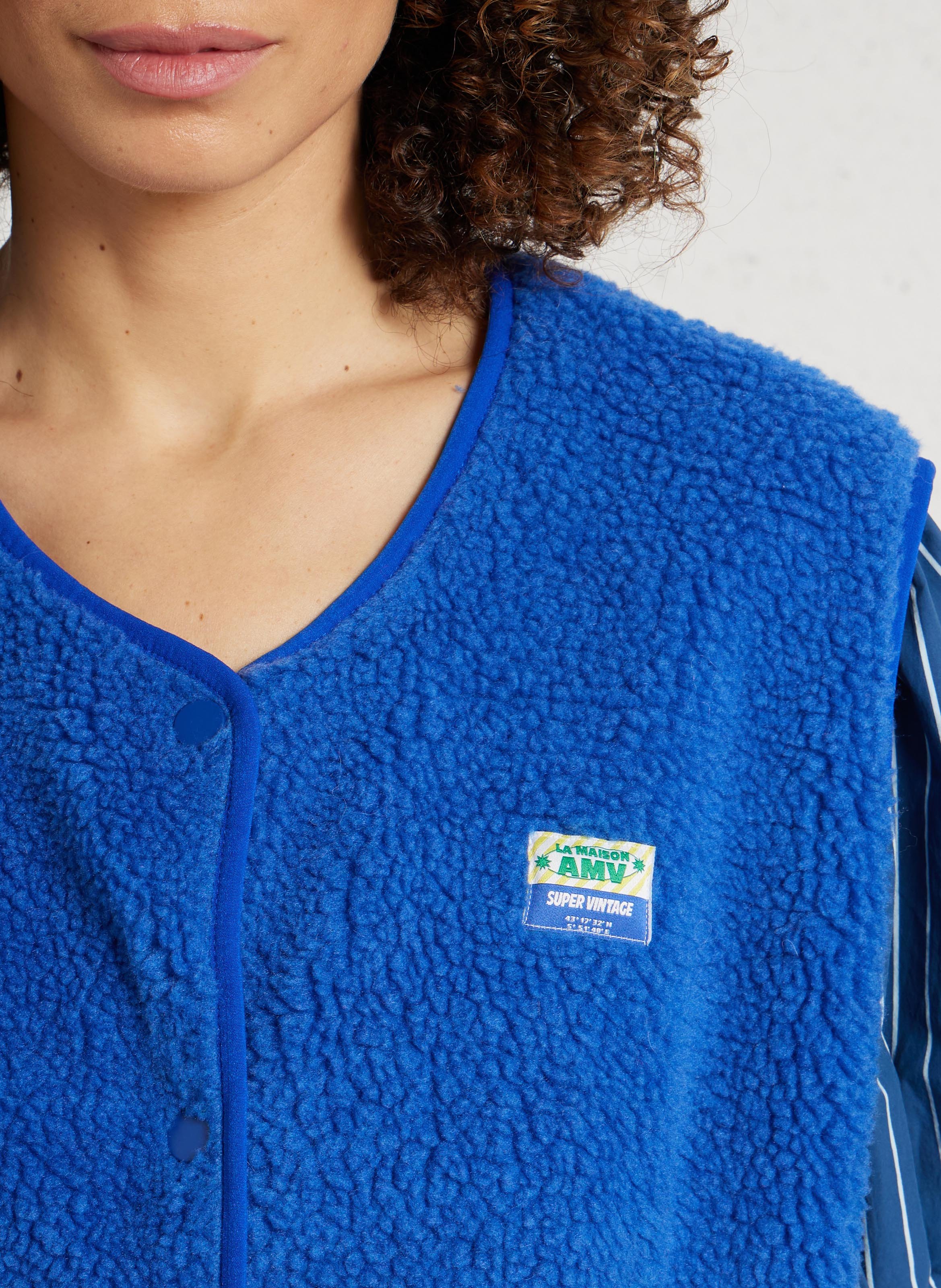 Gilet col rond molletonné sans manches AMERICAN VINTAGE Bleu