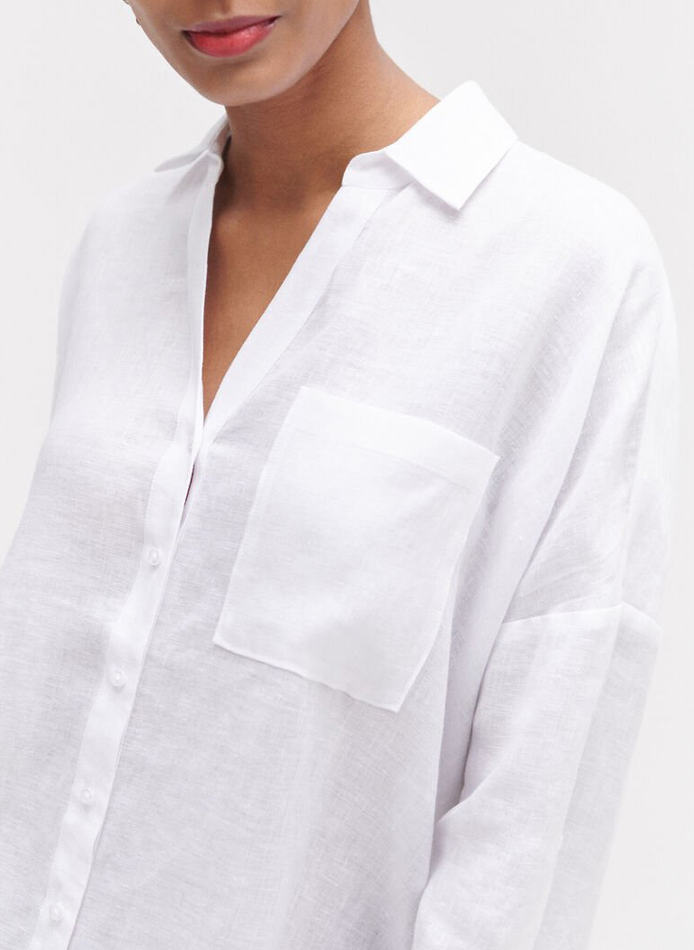 Leinenbluse mit klassischem Kragen CAROLL Weiss