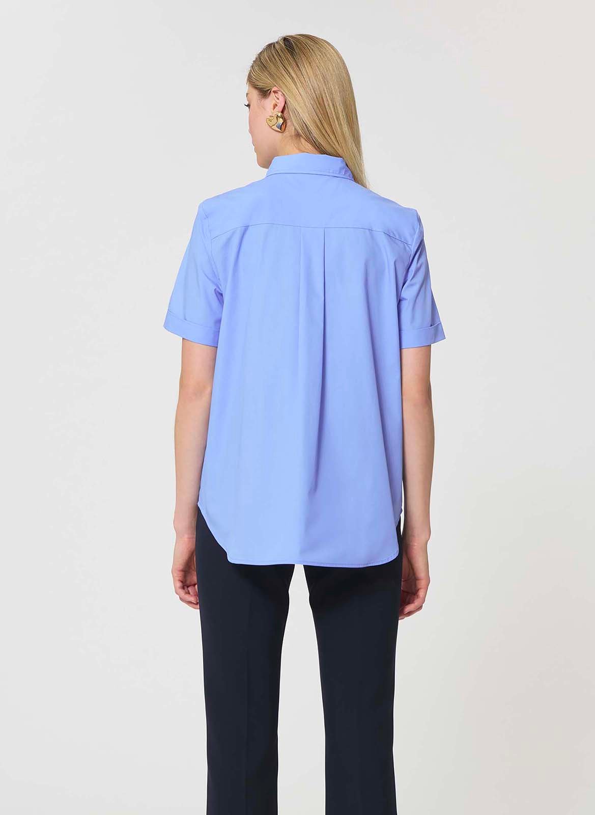 Fitted cotton shirt with classic collar TARA JARMON Blue