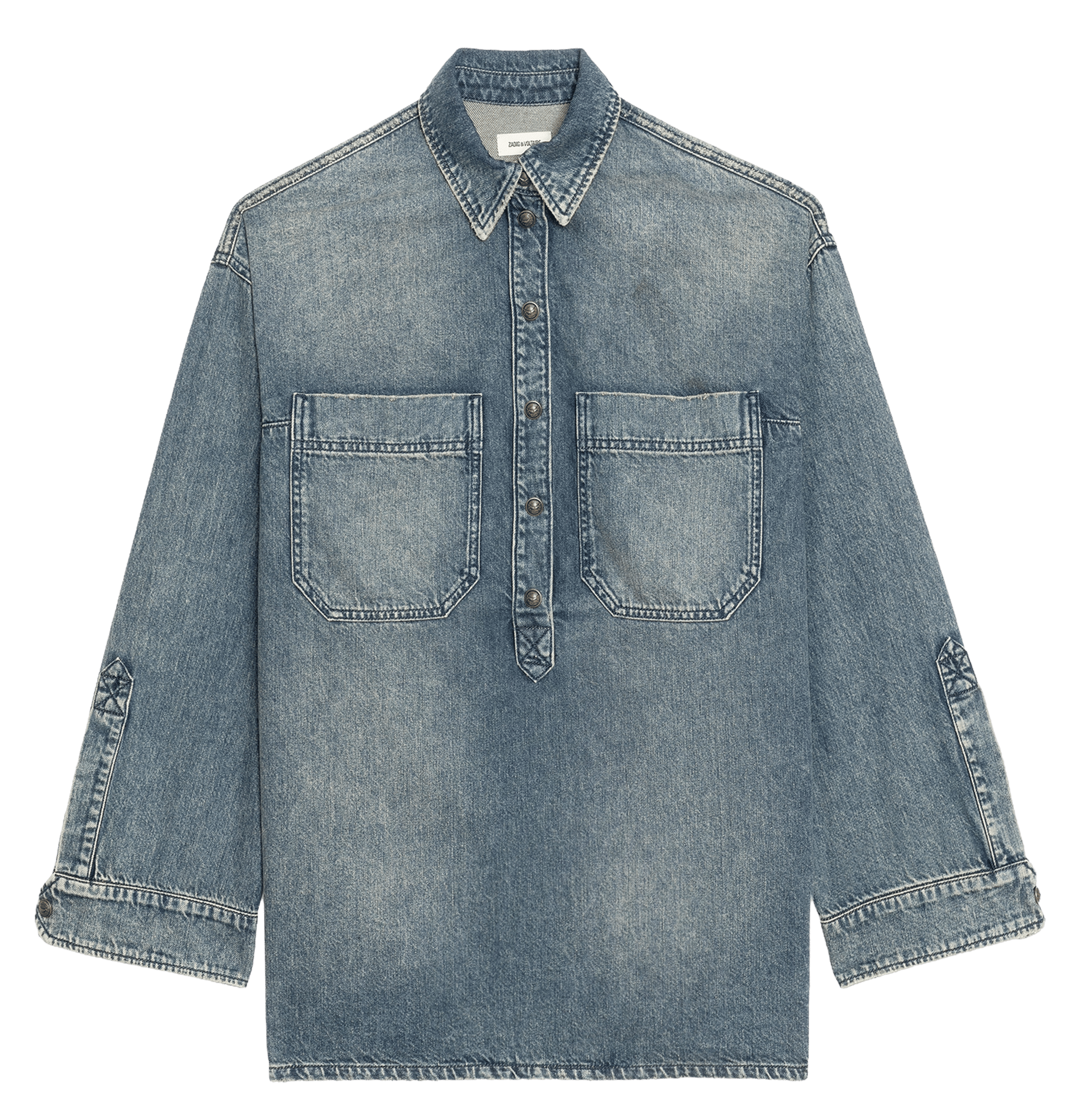 Polo-Kragenbluse aus Baumwolle ZADIG&VOLTAIRE Blau