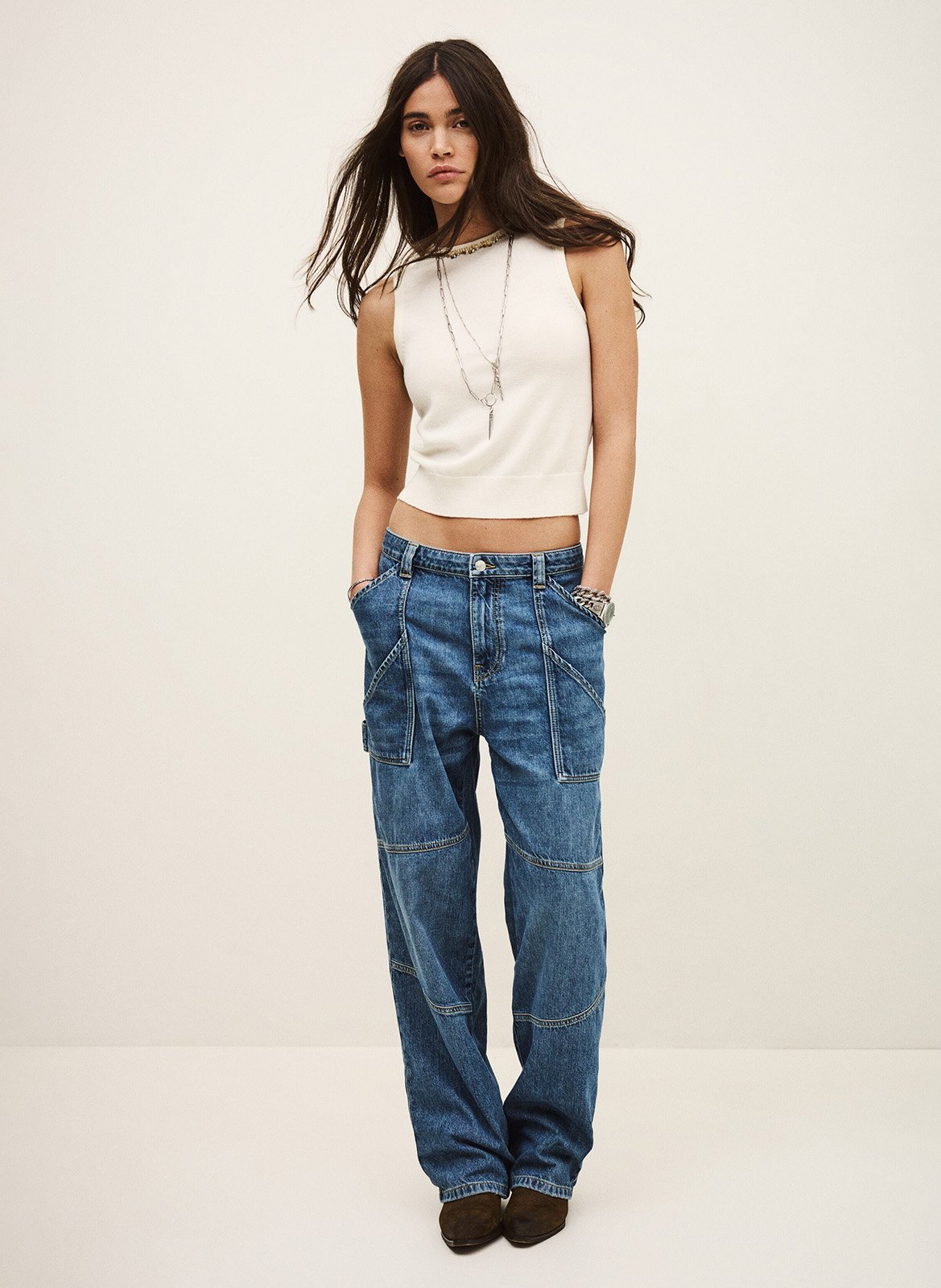 Débardeur col rond en laine BA&SH Beige