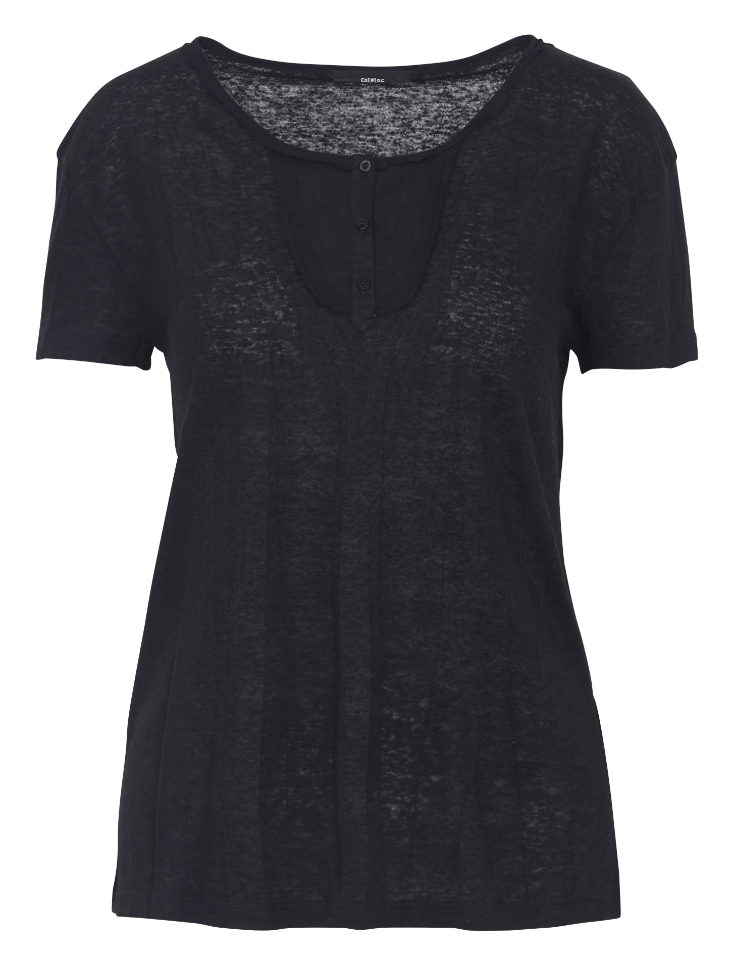 Gerader Leinenmisch-T-Shirt COTELAC Schwarz
