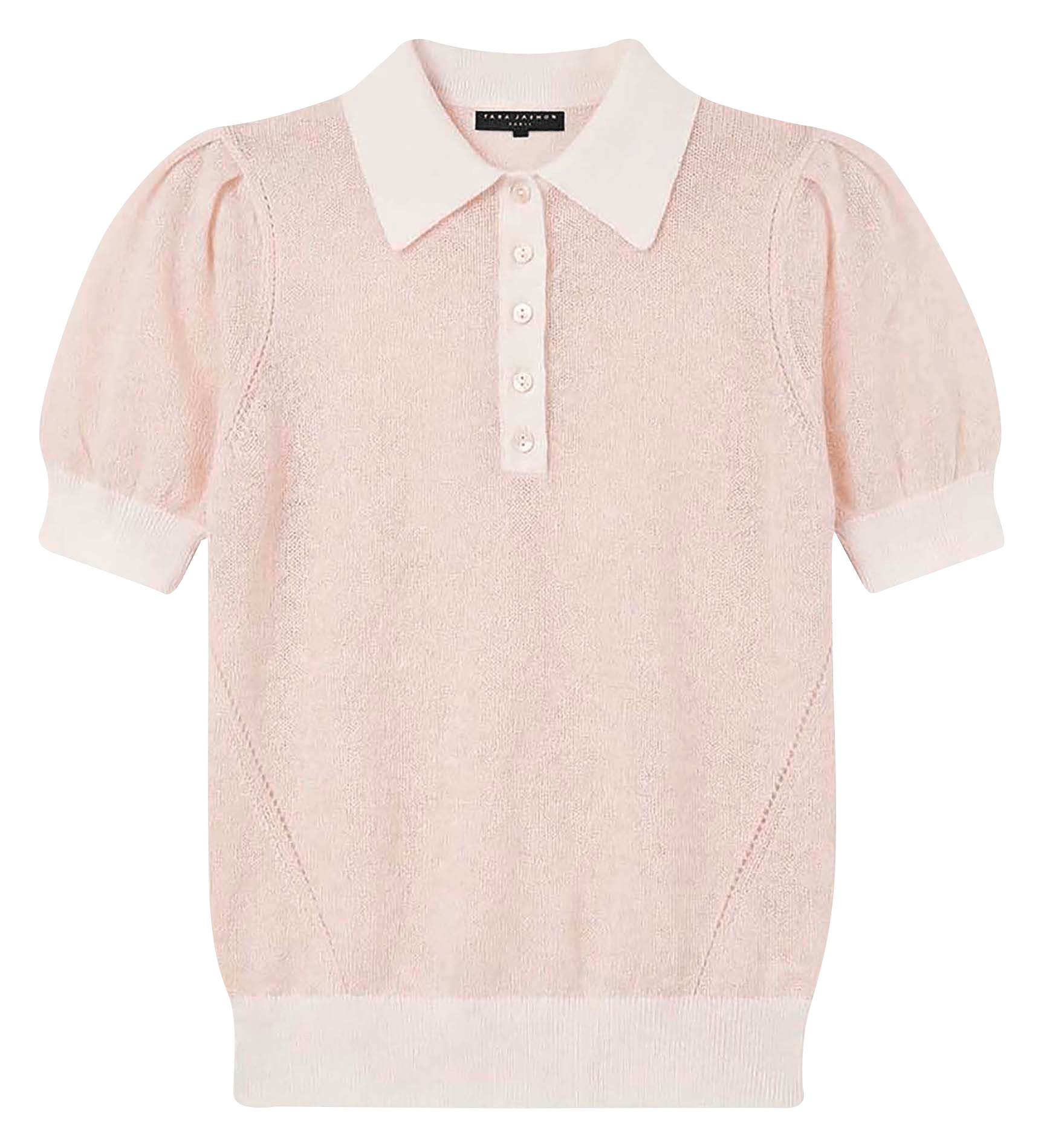 Polo droit manches ballon en laine mélangée TARA JARMON Beige