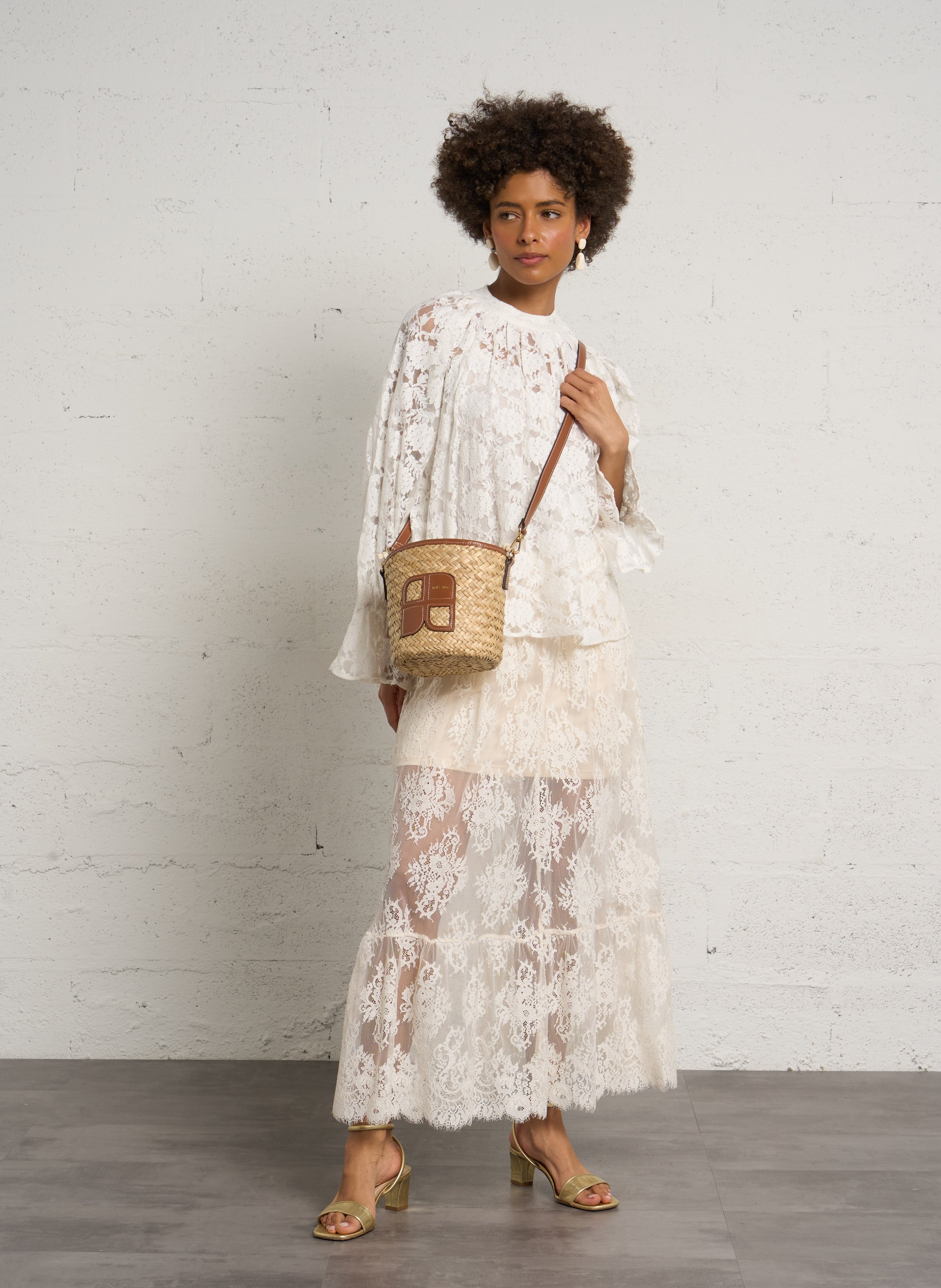 Midirock aus Spitze PETITE MENDIGOTE Beige